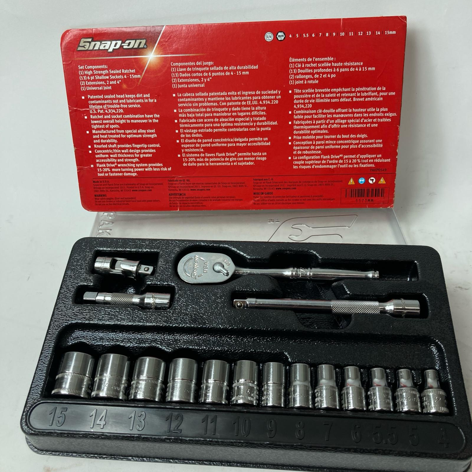【中古】Snap-on スナップオン ラチェット エクステンション ソケット セット 117TMM シルバー 1/4\