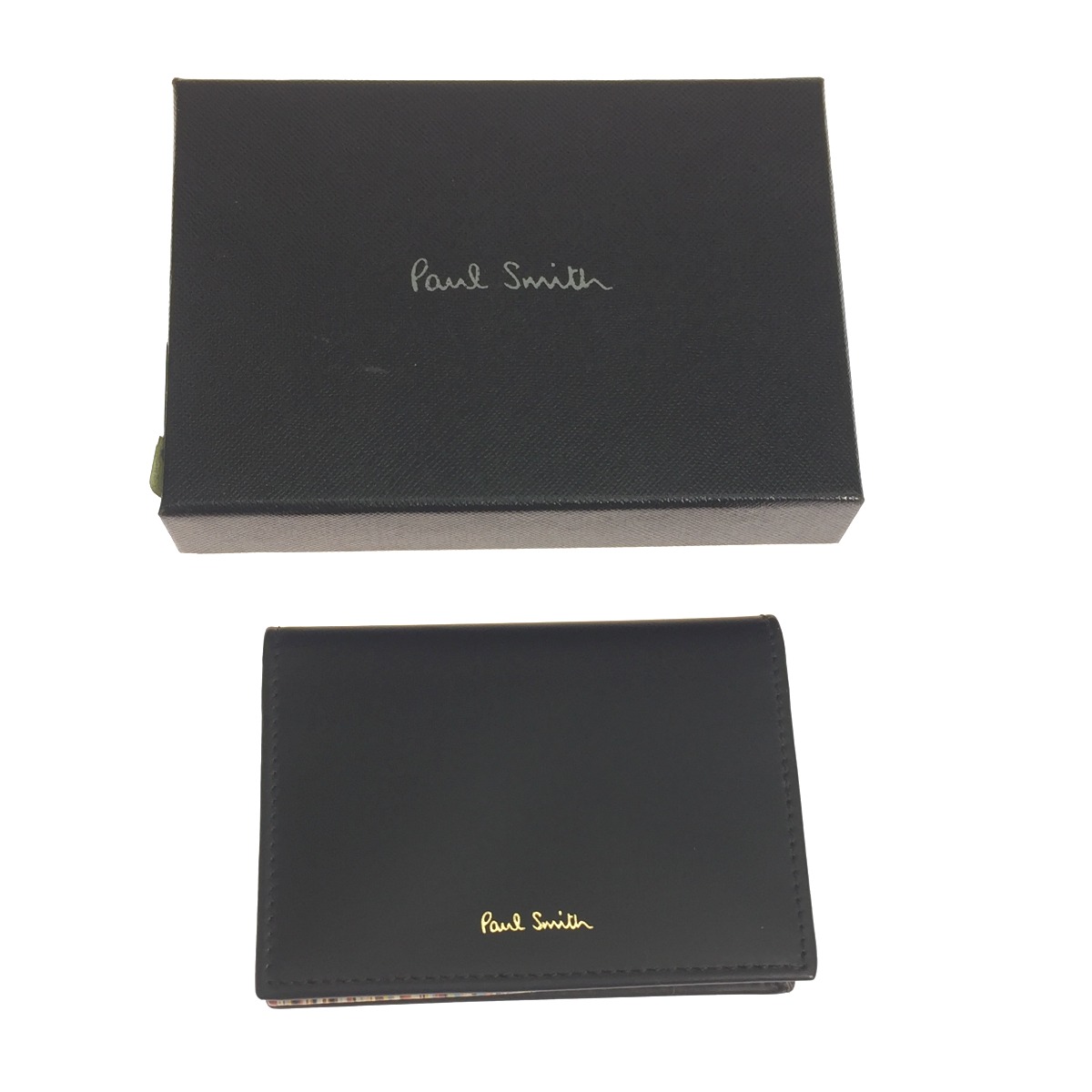 【エントリーポイント10倍｜7/19 20:00-7/26 1:59】【送料無料】【中古】Paul Smith ポールスミス カードケース M1A-4776-AMULTI ブラック Aランク｜リサイクルビッグバン店