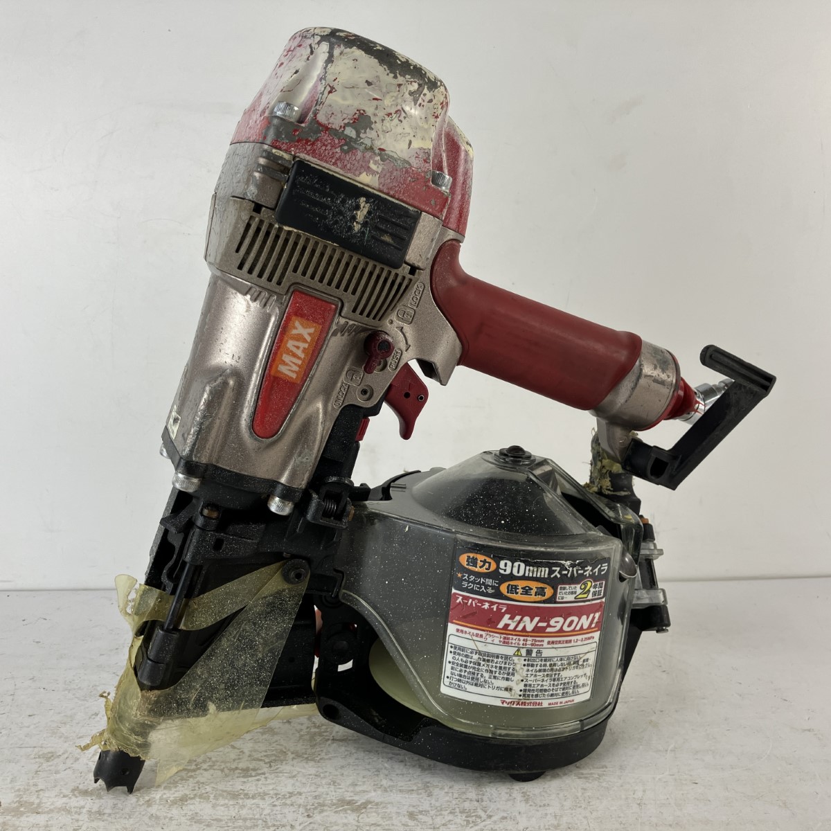 【中古】MAX マックス 90mm 高圧 スーパーネイラ エア釘打機 HN-90N1 レッド Cランク