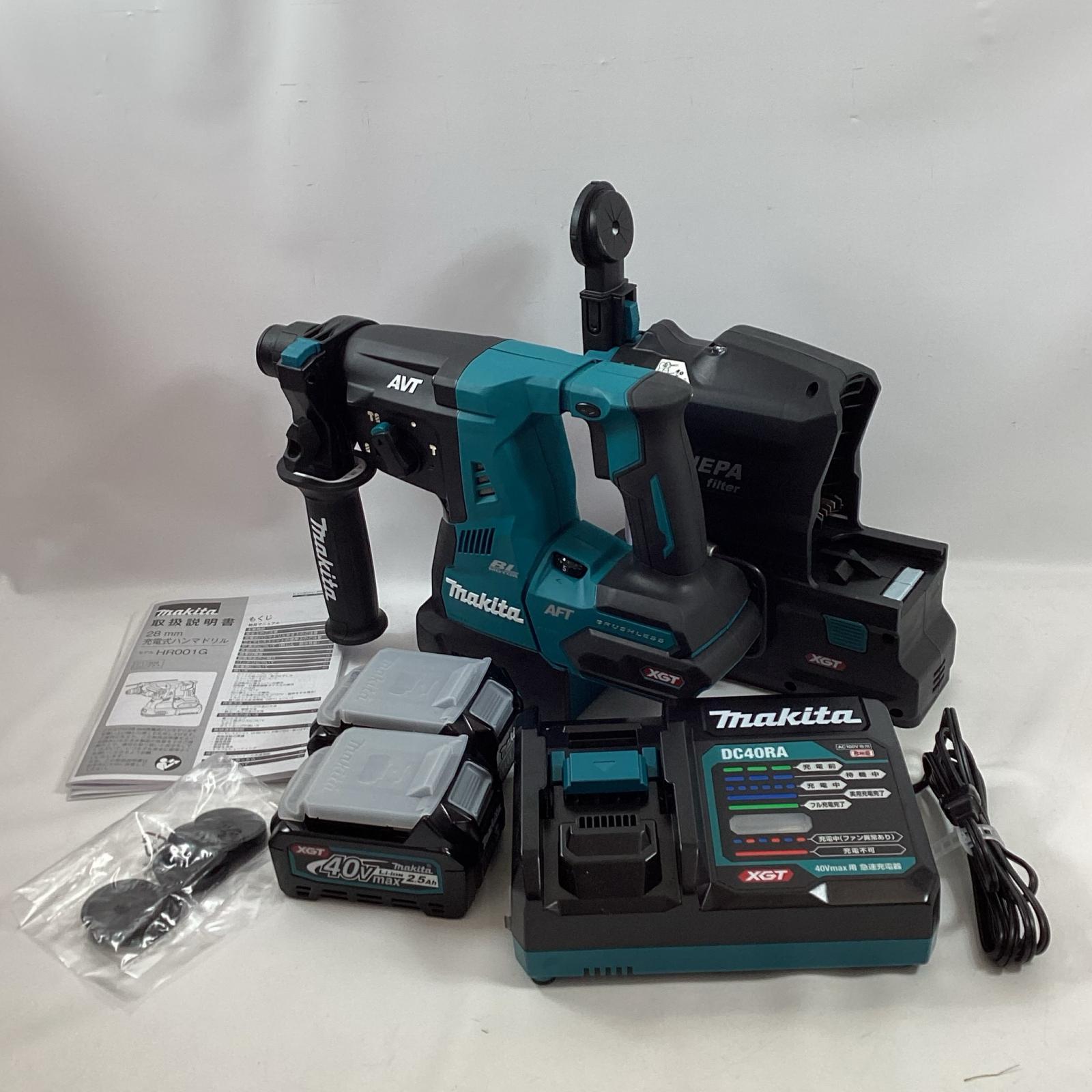 【中古】MAKITA マキタ ハンマドリル HR001GRDXV 充電器・充電池2個・ケース付 40v Bランク