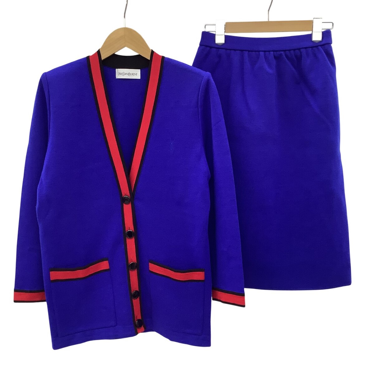 【中古】Yves Saint Laurent イブサンローラン レディース Vintage セットアップ(上衣 スコート) SIZE M 青碧 B位置づける