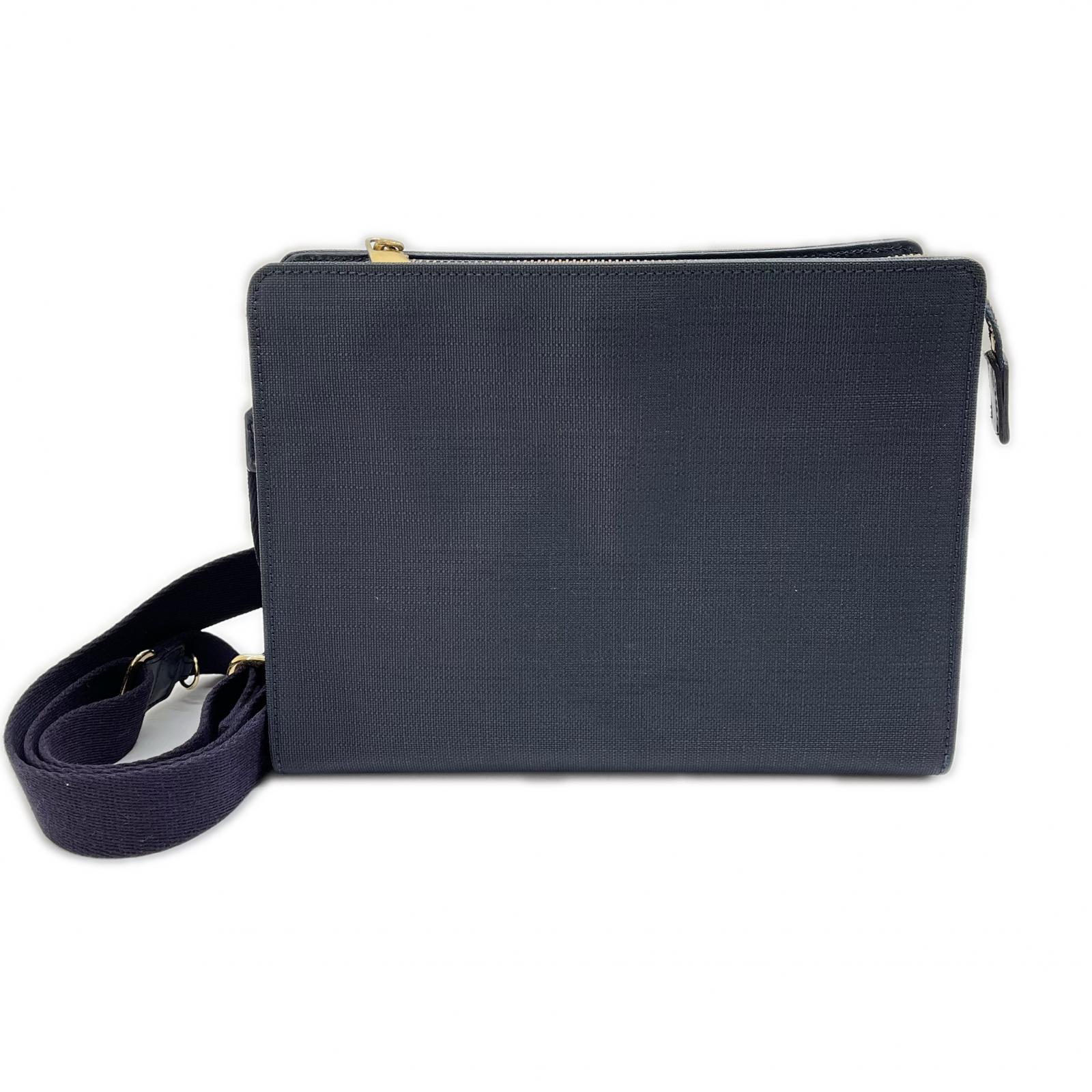 【中古】BLUE LABEL CRESTBRIDGE ショルダーバッグ サイドチェック柄 ネイビー Bランク