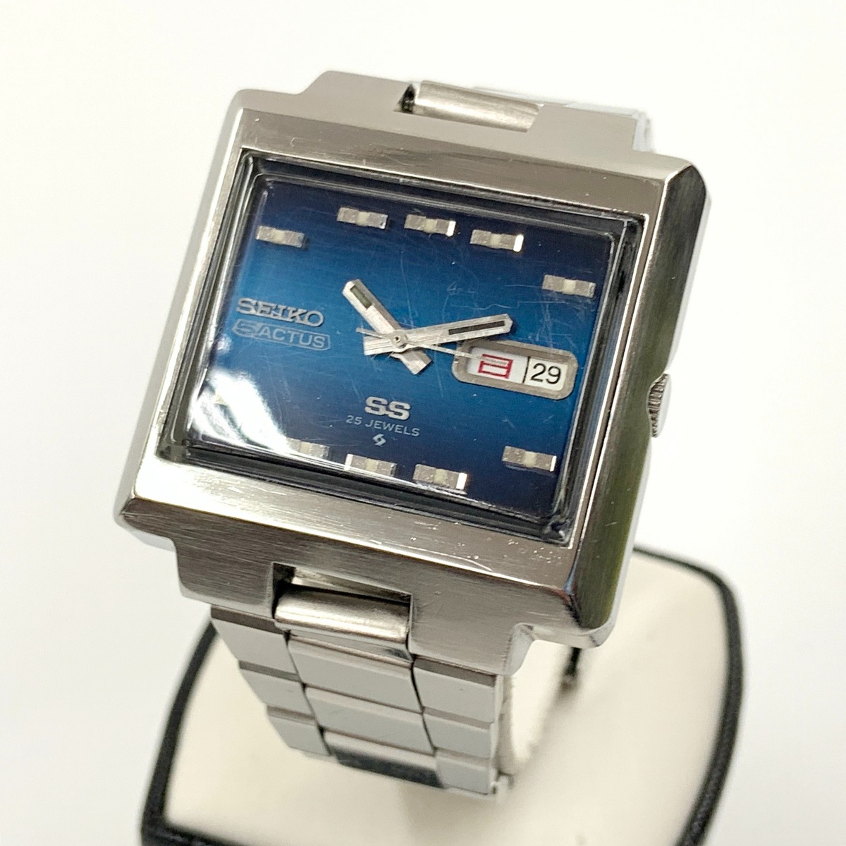 【中古】SEIKO セイコー 5ACTUS 5アクタス 25JEWELS 25石 自動巻き オートマチック 腕時計  6106-5530 ブルー x シルバー Cランク
