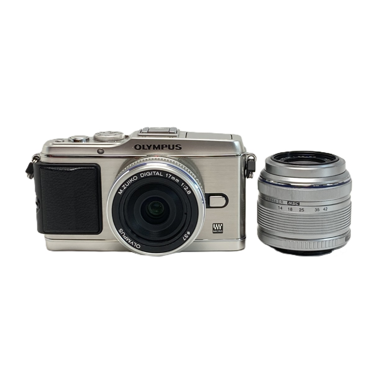 【エントリーポイント10倍｜7/19 20:00-7/26 1:59】【送料無料】【中古】OLYMPUS オリンパス PEN E-P3 シルバー ツインレンズキット ミラーレス一眼カメラ 取説・充電器付き Bランク｜リサイクルビッグバン店
