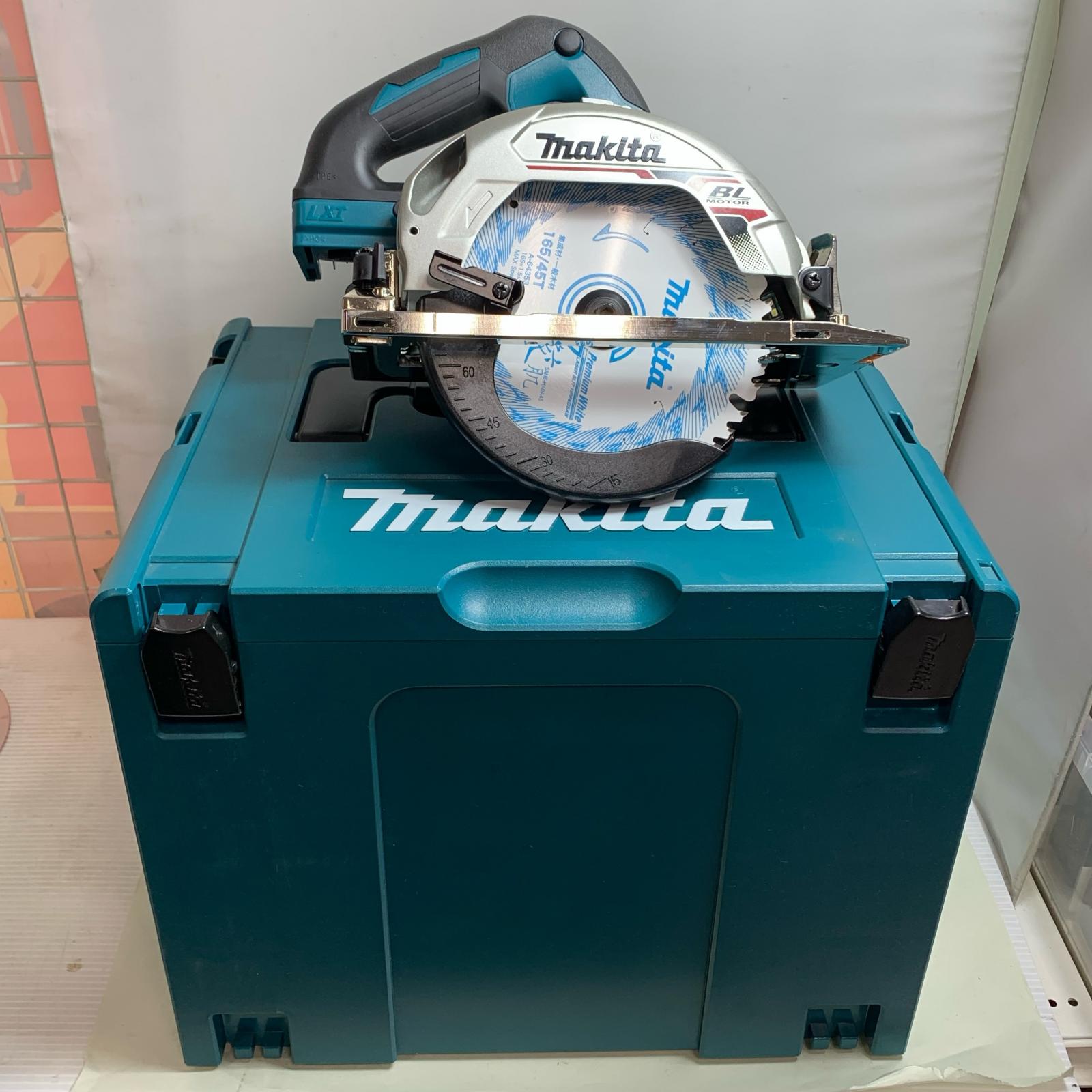 【中古】MAKITA マキタ 丸のこ 申し受ける器・申し受ける池2個・容れもの付 コードレス式 165粍 18v 6.0Ah 0回×2 74569 2018年製 HS631D 青碧 A位置づける