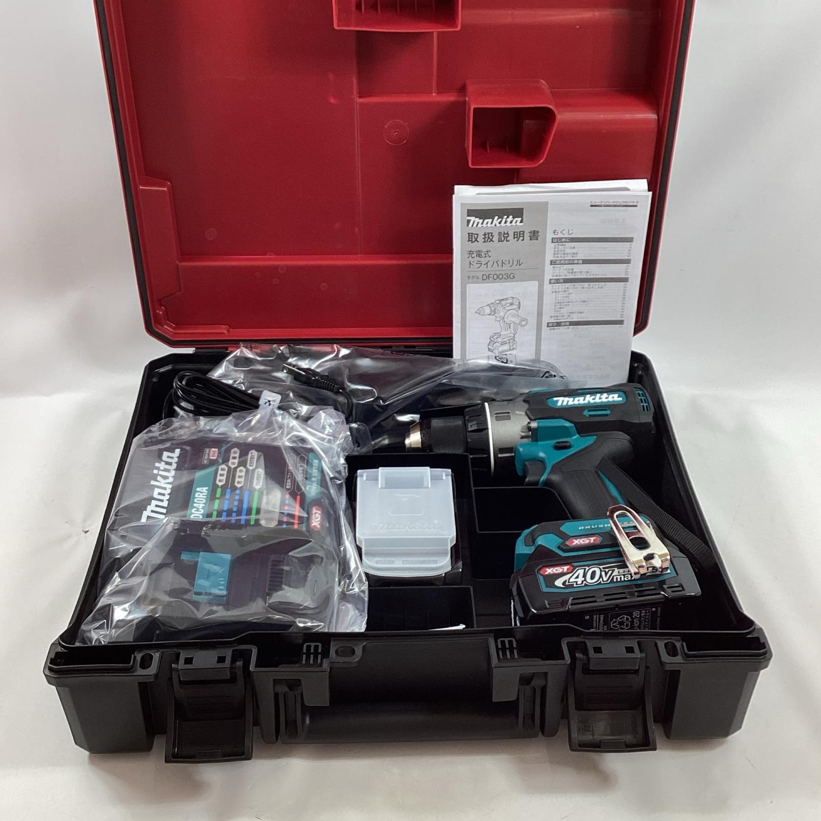 【中古】MAKITA マキタ ドライバドリル DF003GRDX 充電器・充電池2個・ケース付 40v 2.5Ah Sランク