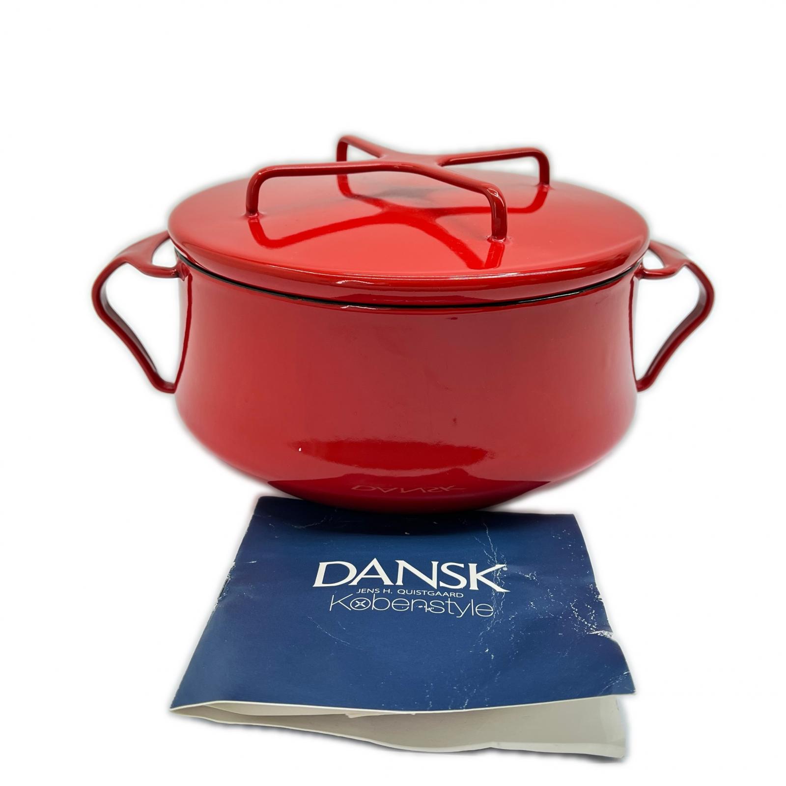 【中古】DANSK ダンスク コベンスタイル 両手鍋 ホーロー鍋 ガス・IH対応 レッド Bランク