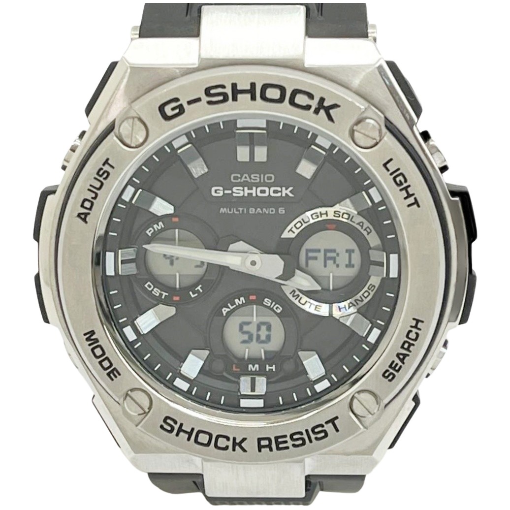 【中古】CASIO カシオ 腕時計 デジタルウォッチ 電波ソーラー G-SHOCK ラバー ブラック GST-W110 Bランク