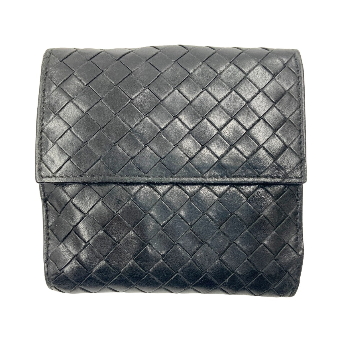 【中古】BOTTEGA VENETA ボッテガヴェネタ イントレチャート 2つ折り紙入れ  382576-V0016-8806 黒いこと C序列付ける