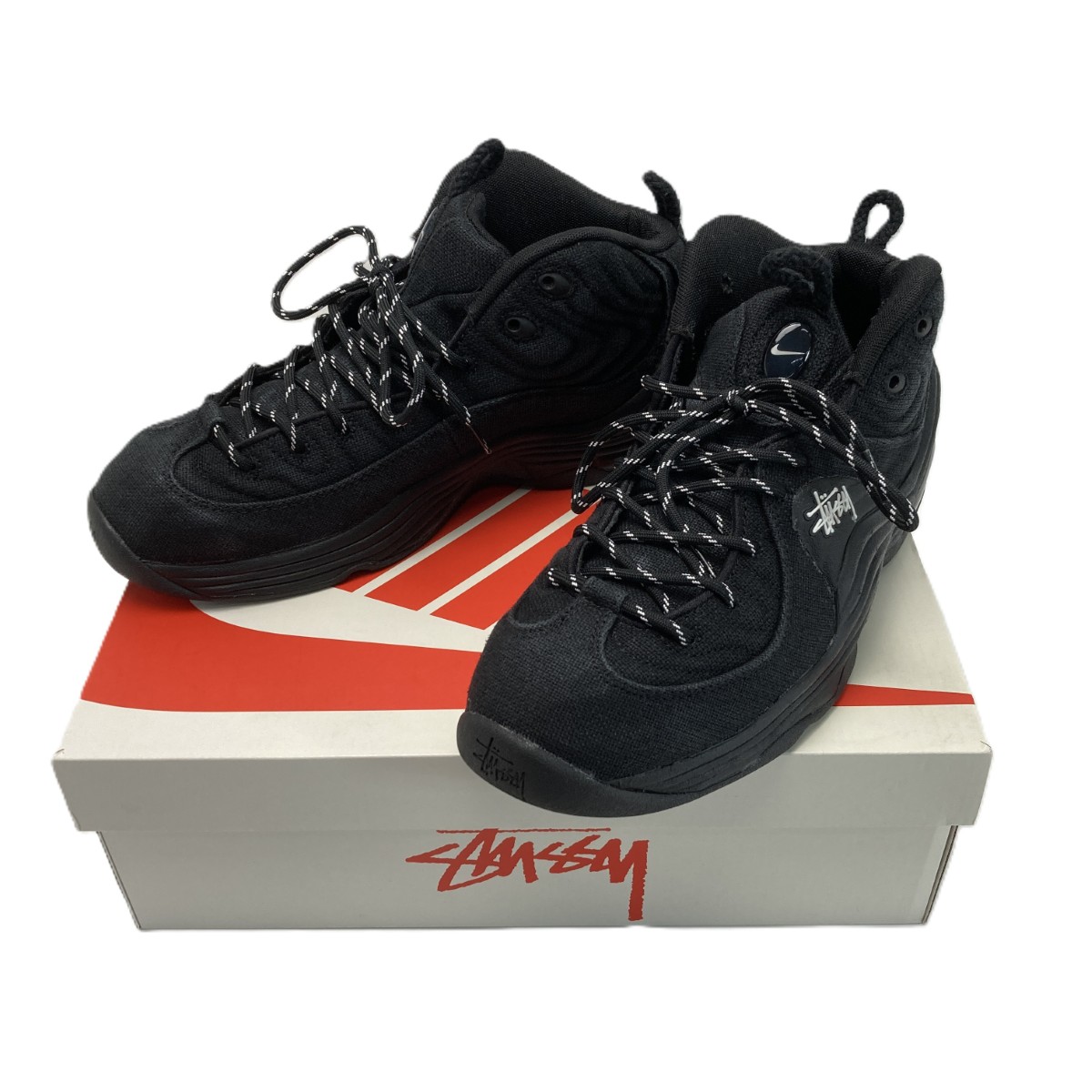 【中古】NIKE × stussy AIR PENNY II SP 28.5cm スニーカー DQ5674-001 ブラック メンズ 箱付き Bランク