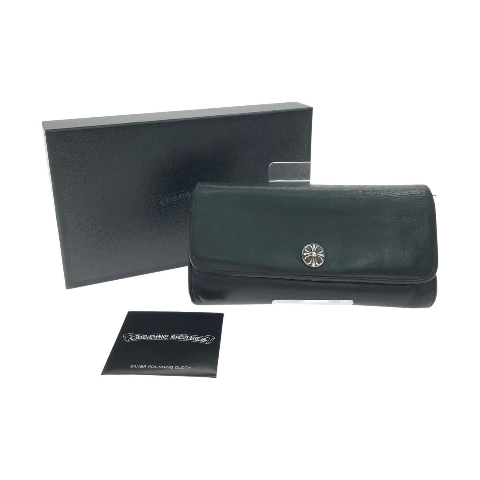 【中古】CHROME HEARTS クロムハーツ メンズ 長財布 JUDY ジュディ ウォレット クロスボール 2246-304-0410-0900 ブラック Bランク