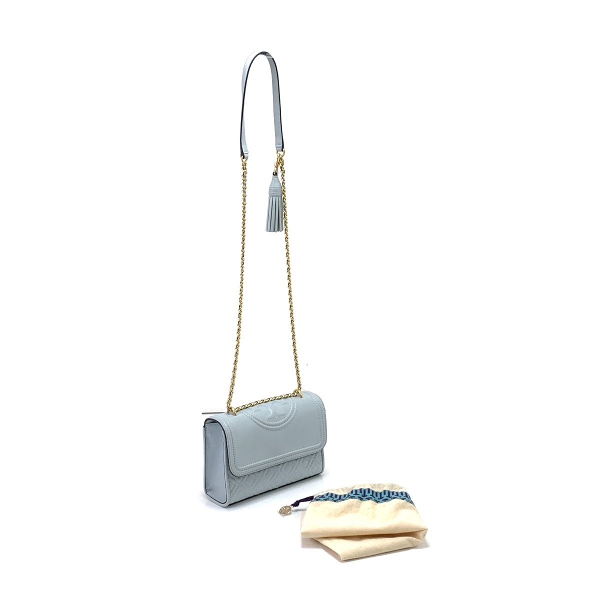【中古】TORY BURCH トリーバーチ チェーン店ショルダーバッグ スモールフレミングバッグ 天の原青み B序列付ける