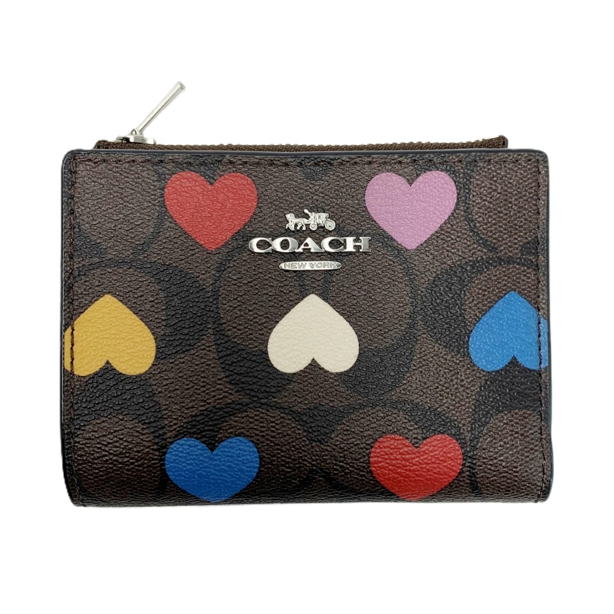 【中古】COACH コーチ職 書き判 帆布 ハート形 刷り上げる CP424 2つ折り紙入れ レディース B序列付ける