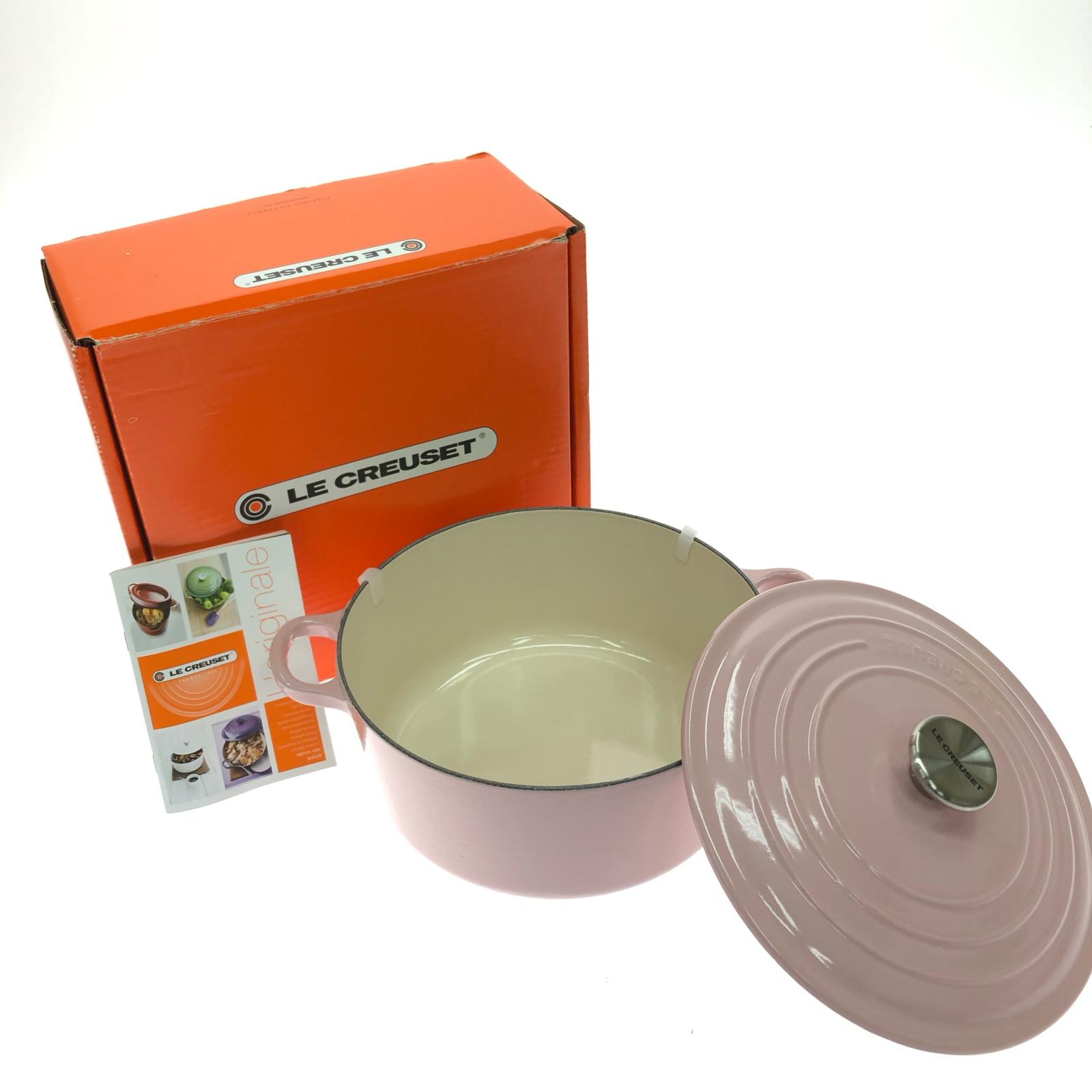 【中古】LE CREUSET ルクルーゼ ホーロー両手鍋 ココットロンド 24cm シフォンピンク Sランク
