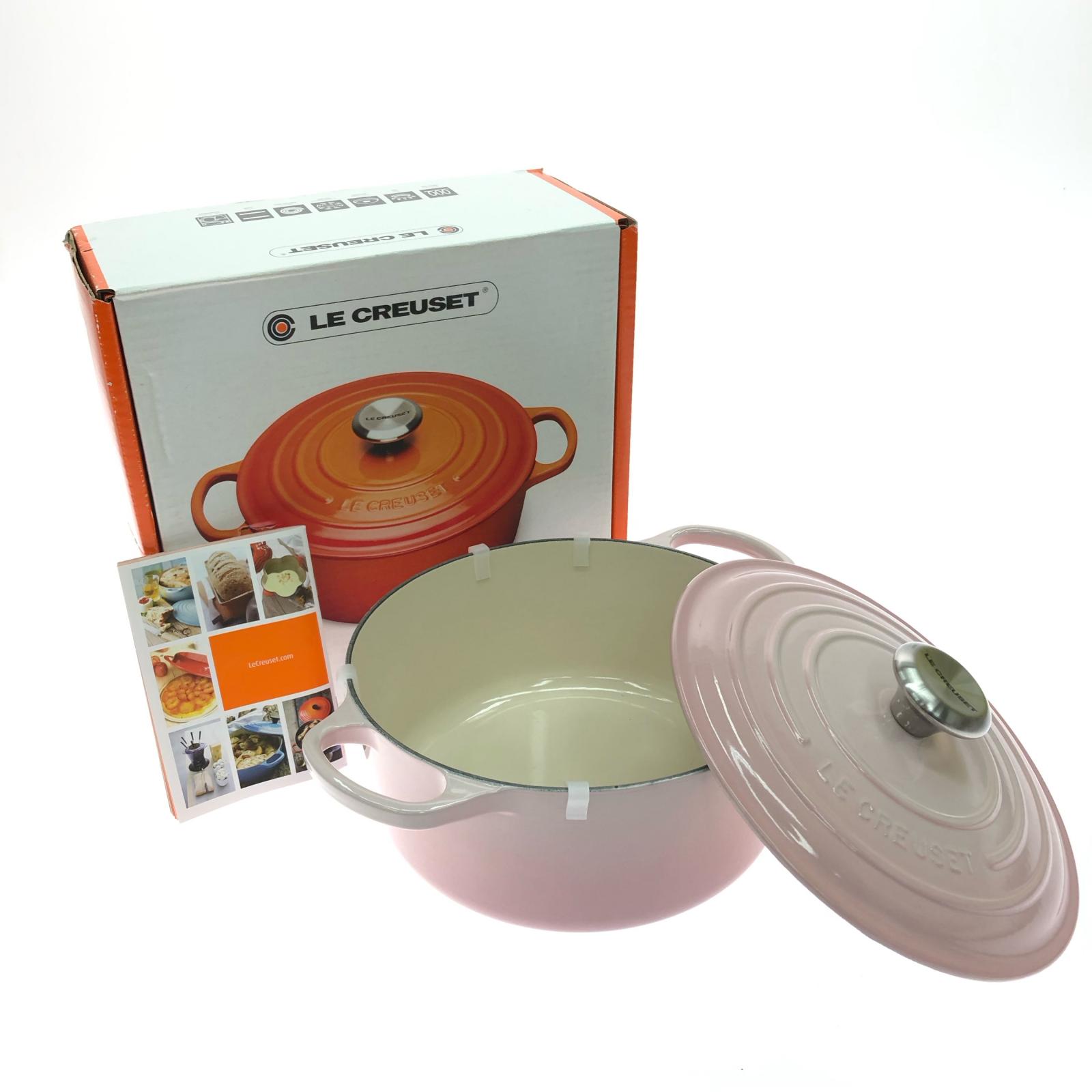 【中古】LE CREUSET ルクルーゼ ホーロー両手鍋 ココットロンド 24cm シフォンピンク Sランク