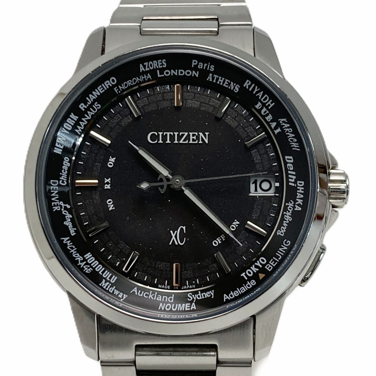 【中古】CITIZEN シチズン XC クロスシー エコドライブ H149-T027326 ブラック 電波ソーラー メンズ 腕時計 Bランク