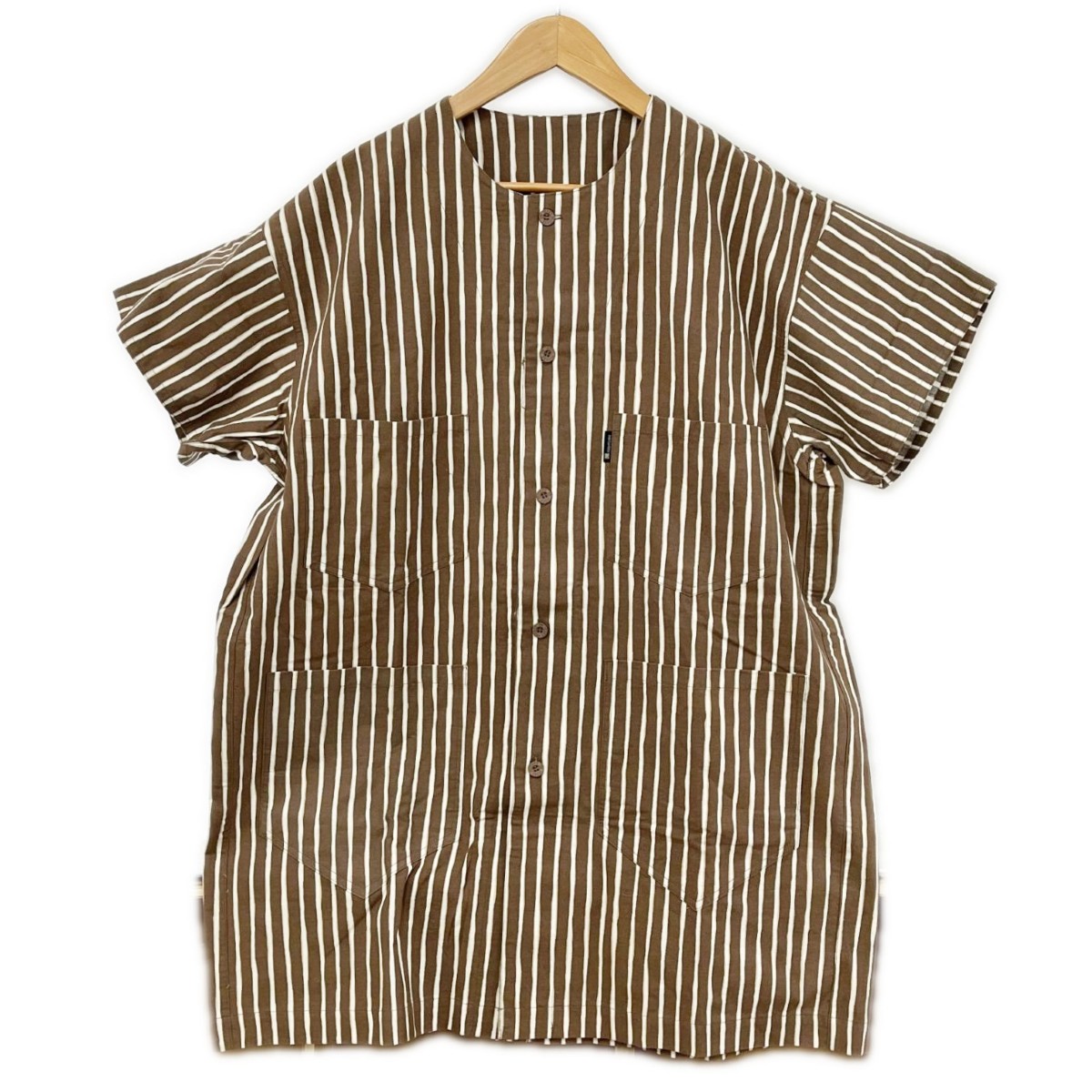 【中古】ISSEY MIYAKE イッセイミヤケ 半袖プルオーバー 縞模様 萩原生み出すこと C-KN3333 レディース 赤銅色 B序列付ける