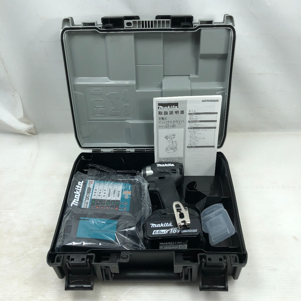 【中古】MAKITA マキタ 工具 インパクトドライバ 未使用品(S) 充電器・充電池1個・ケース付 コードレス式 TD173D ブラック Sランク