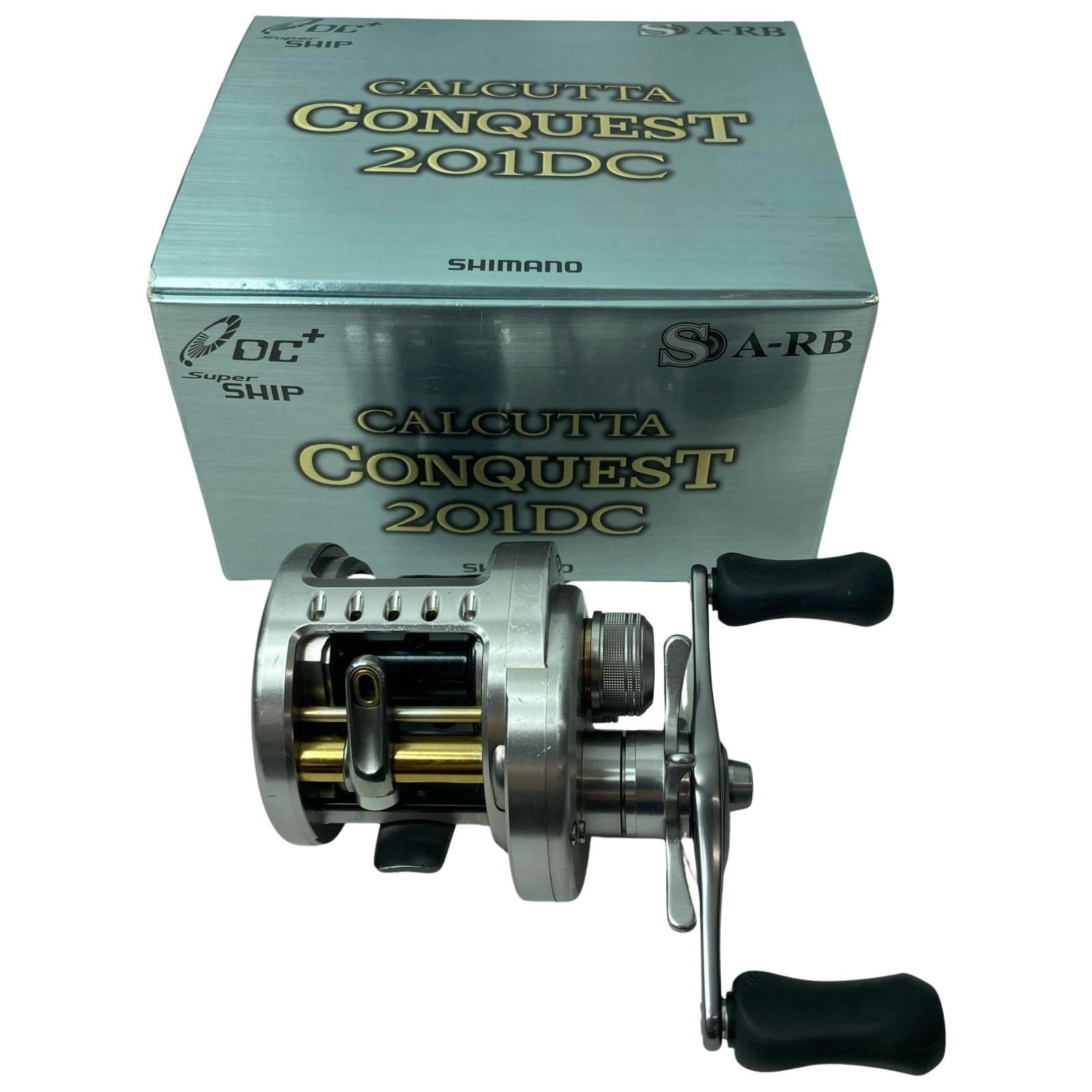 【中古】SHIMANO シマノ ベイトリール 09カルカッタコンクエスト 201DC 02282 箱・リールポーチ付 Cランク