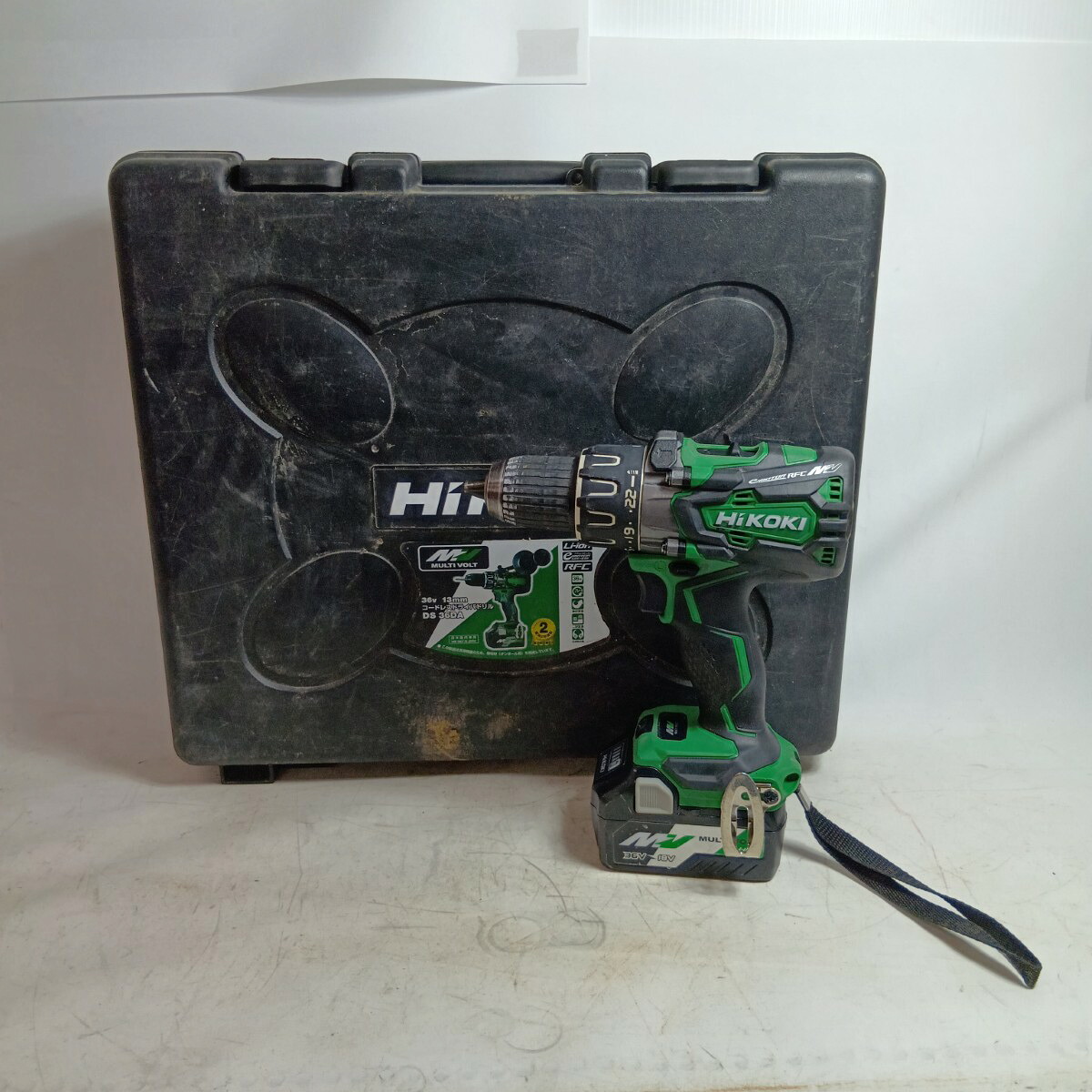 【中古】HiKOKI ハイコーキ 物の具 締め付け物の具 ドライバドリル  DS36DA2XP 緑であること 座標軸B 申し受ける器・申し受ける池2個・容れもの付 コードレス式 13粍 36v J690230 キズ・ヨゴレ有 B序列付ける