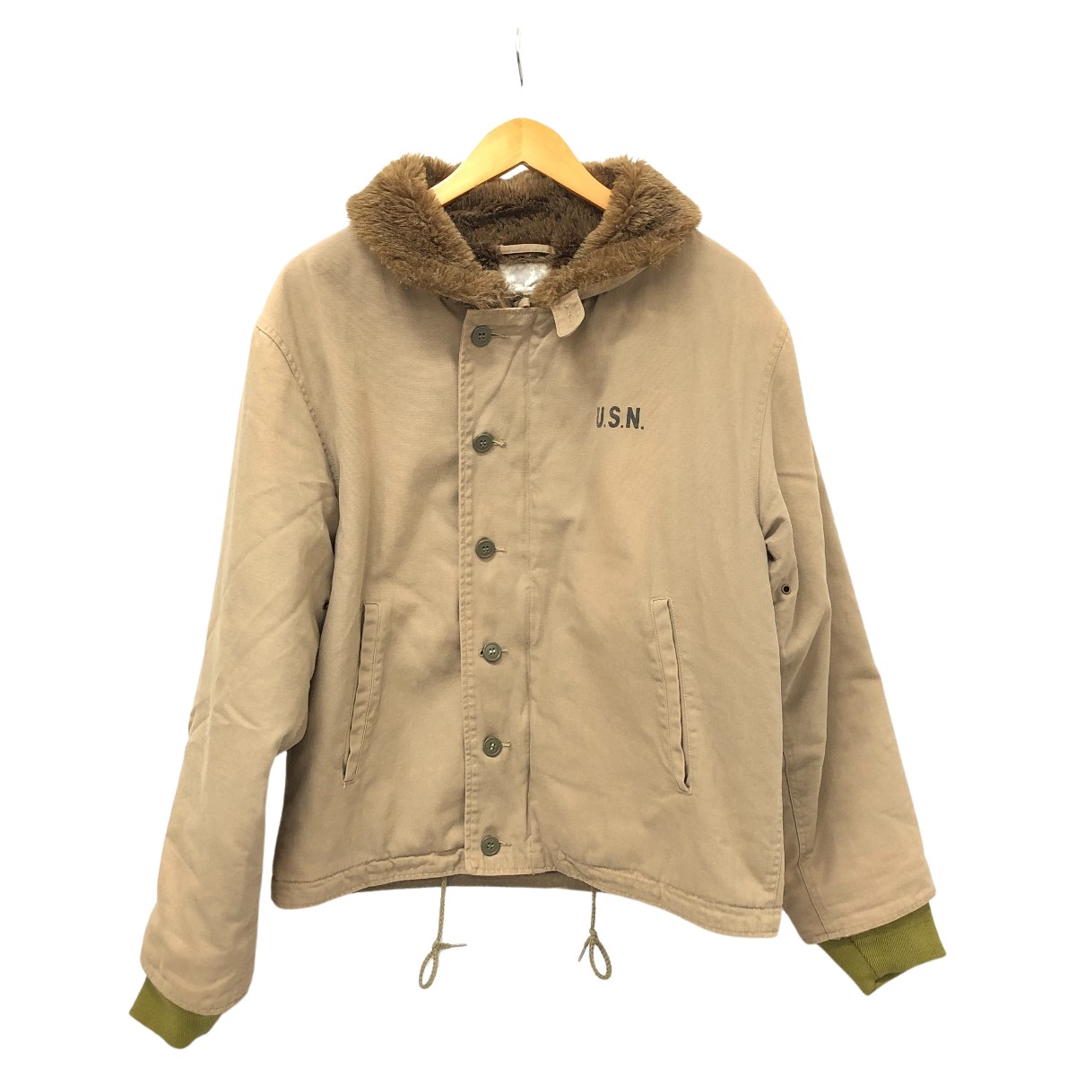 【中古】WAIPER ジャケット N-1 デッキジャケット SIZE 40 ピケモデル オリーブ Cランク｜リサイクルビッグバン店