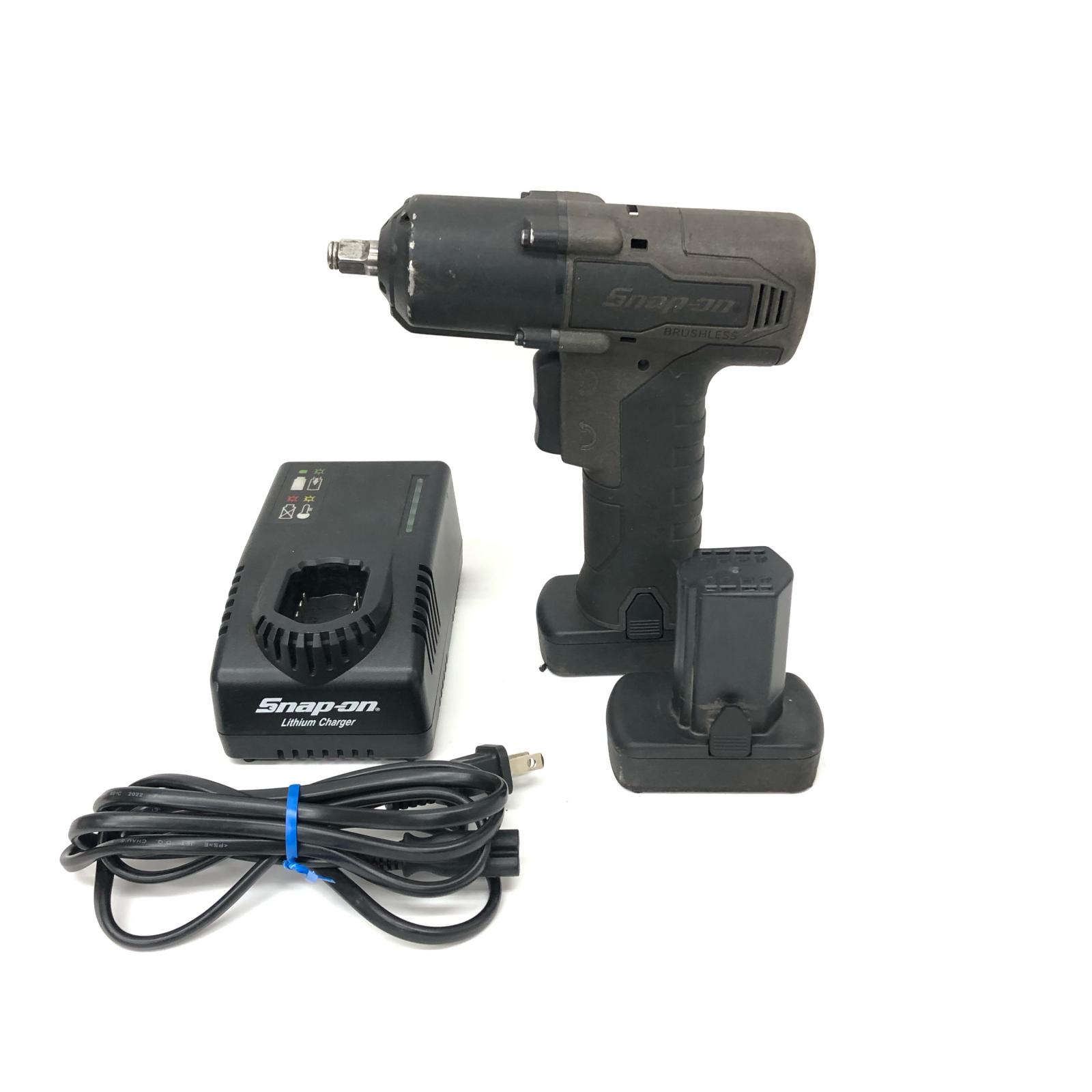 【中古】Snap-on スナップオン 電動物の具 3/8マイクロコードレスインパクトレンチ 14.4V 申し受ける器・申し受ける池2個付 PSE見澄ます有 CT861GM B位置づける