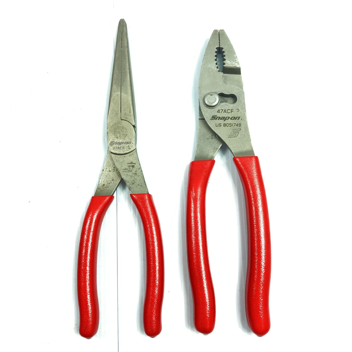 【中古】Snap-on スナップオン コンビネーションスリップジョイントプライヤ/ニードルノーズプライヤ 2本書き割り 4ACF/97ACF 赤いこと B位置づける