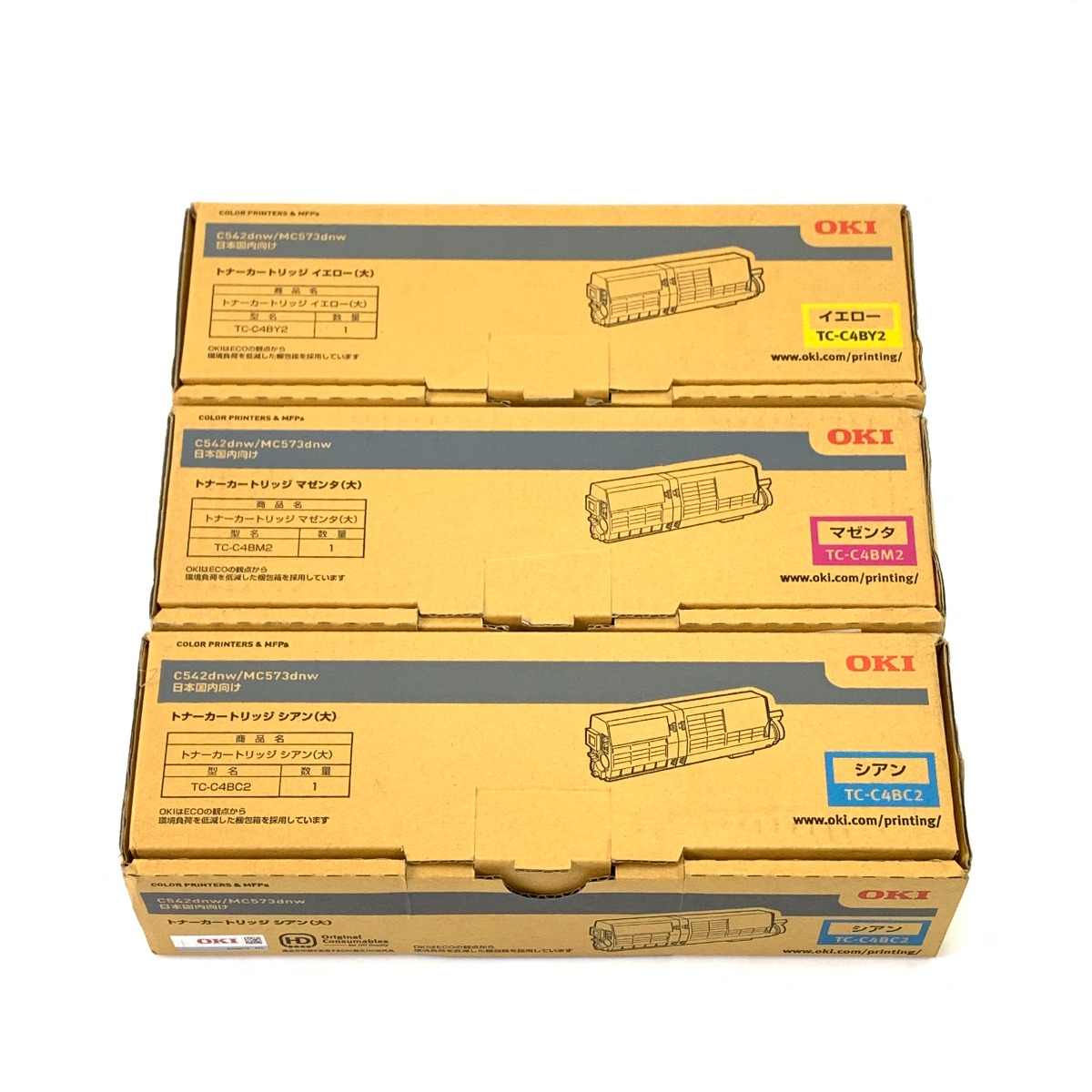 【中古】OKI 純然たる トナーカートリッジ シアン／TC-C4BC2 マゼンタ／TC-C4BM2 黄色／TC-C4BY2 3色書き割り S位置づける