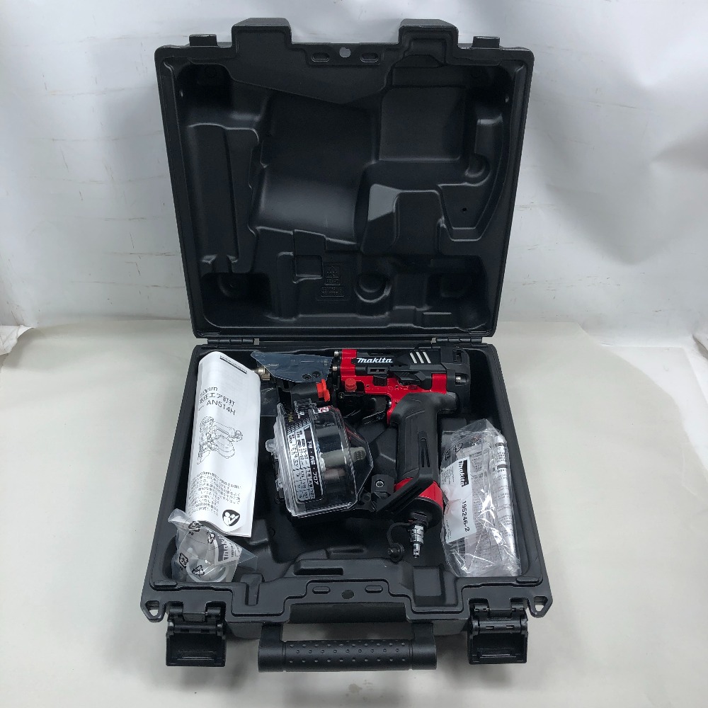 【中古】MAKITA マキタ 大気圏釘打ち 未当てはめる品(S) 容れもの付 高圧 AN514H 赤いこと S序列付ける