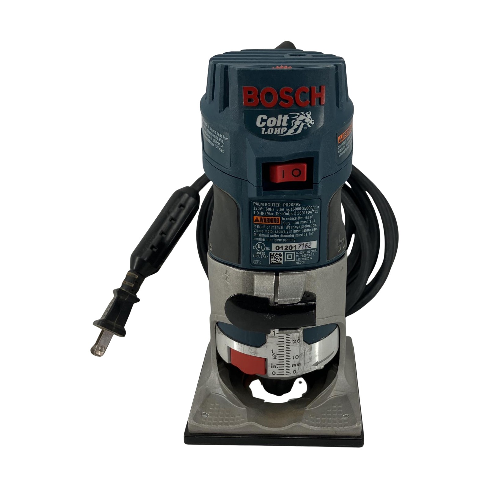 【中古】BOSCH ボッシュ トリマー PR20EVS 米国海軍 ース付 吊りひも式 100v 当て嵌める感有 COlt 1.0HP B位置づける