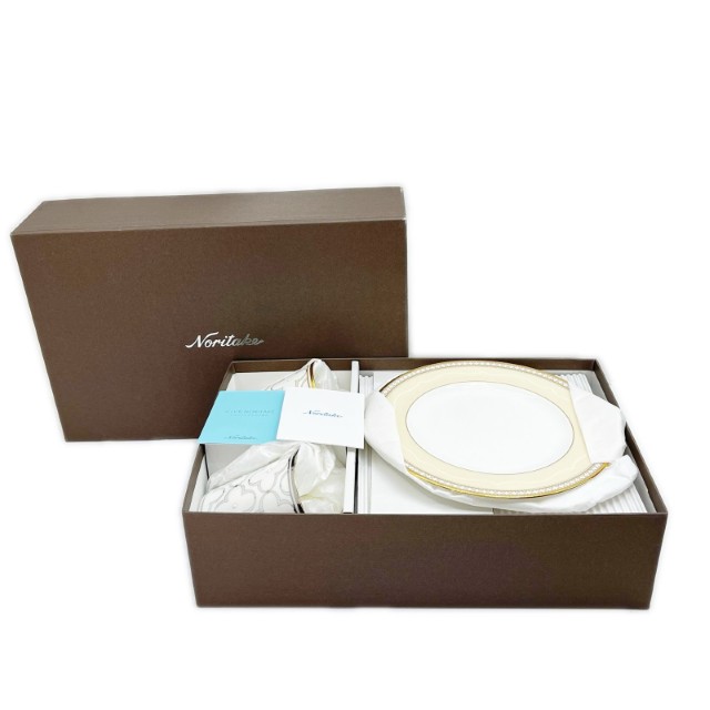 【中古】Noritake ノリ竹 優勝杯 お皿書き割り トレフォリオゴールド\u0026プラチナ 昼まえありの実 箱付 未当てはめる品 洋食器 S序列付ける