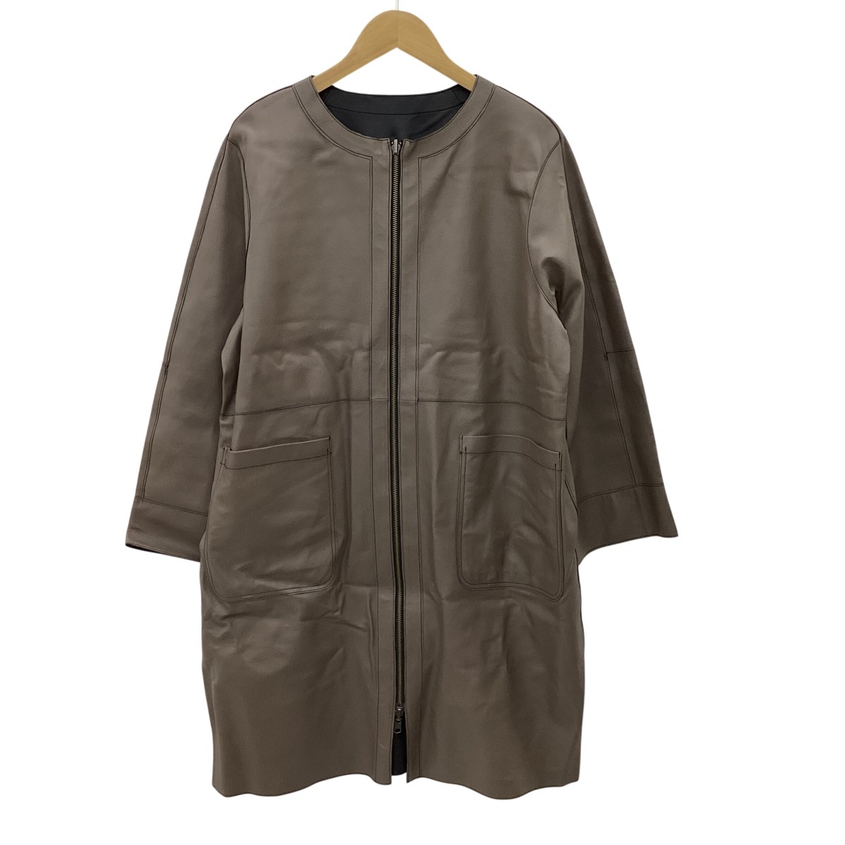 【中古】MOTOMACHI Zelal 元町ゼラール レディース なめし革上衣 リヴァーシブル SIZE 15号 グレージュ B序列付ける
