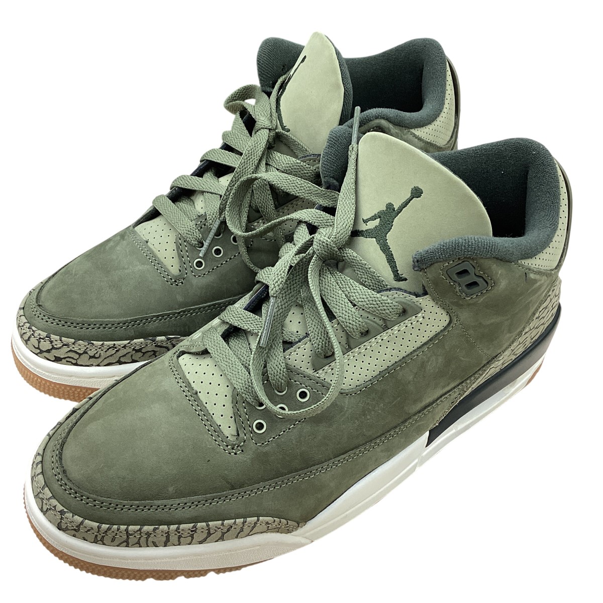 【中古】NIKE ナイキ メンズ スニーカー AIR JORDAN 3 RETRO SIZE27糎 オリーブ B価値づける