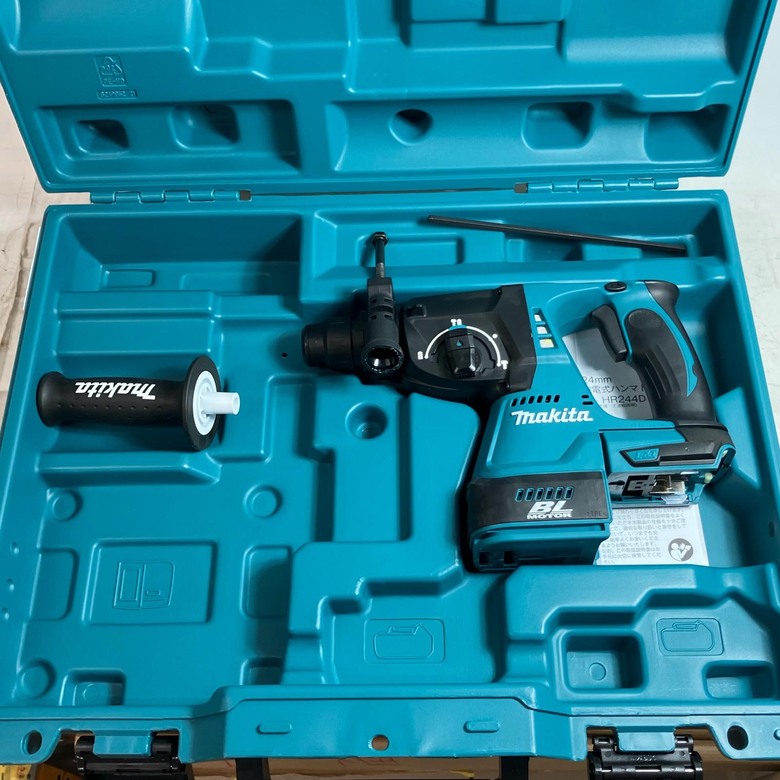 【中古】MAKITA マキタ ハンマドリル 未当て嵌める品(S) 容れもの付 コードレス式 24粍 HR244DZK 青碧 S位置づける