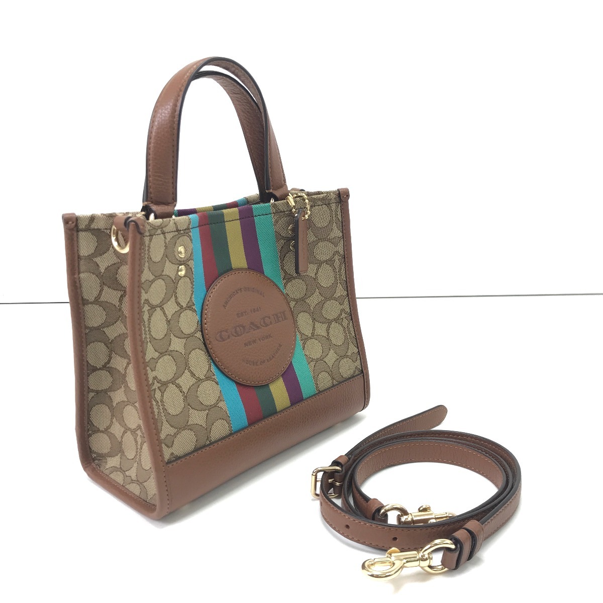 【エントリーポイント10倍|7/19 20:00-7/26 1:59】【送料無料】【中古】COACH コーチ ハンドバッグ ストラップ付 キャンバス×レザー C5637 ブラウン Bランク|リサイクルビッグバン店