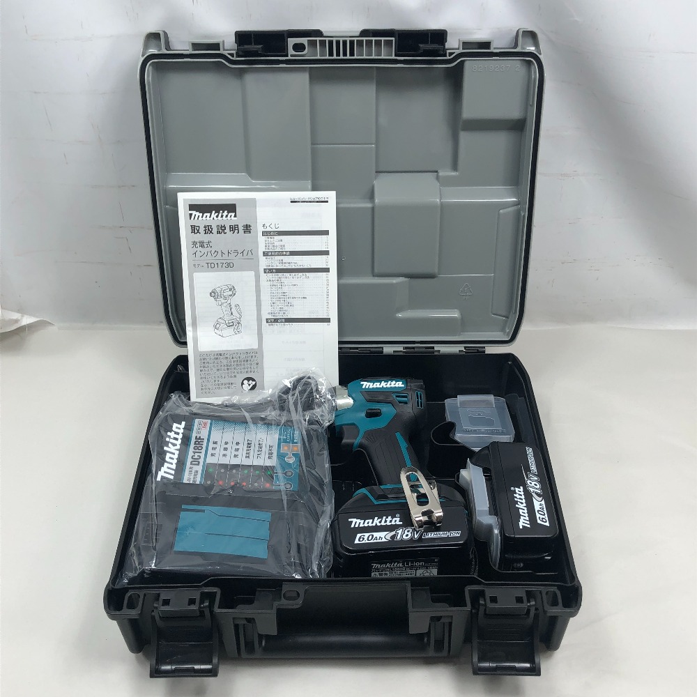 【エントリーポイント10倍|7/19 20:00-7/26 1:59】【送料無料】【中古】MAKITA マキタ 工具 インパクトドライバ 未使用品(S) 充電器・充電池2個・ケース付 コードレス式 TD173DRGX ブルー Sランク|リサイクルビッグバン店
