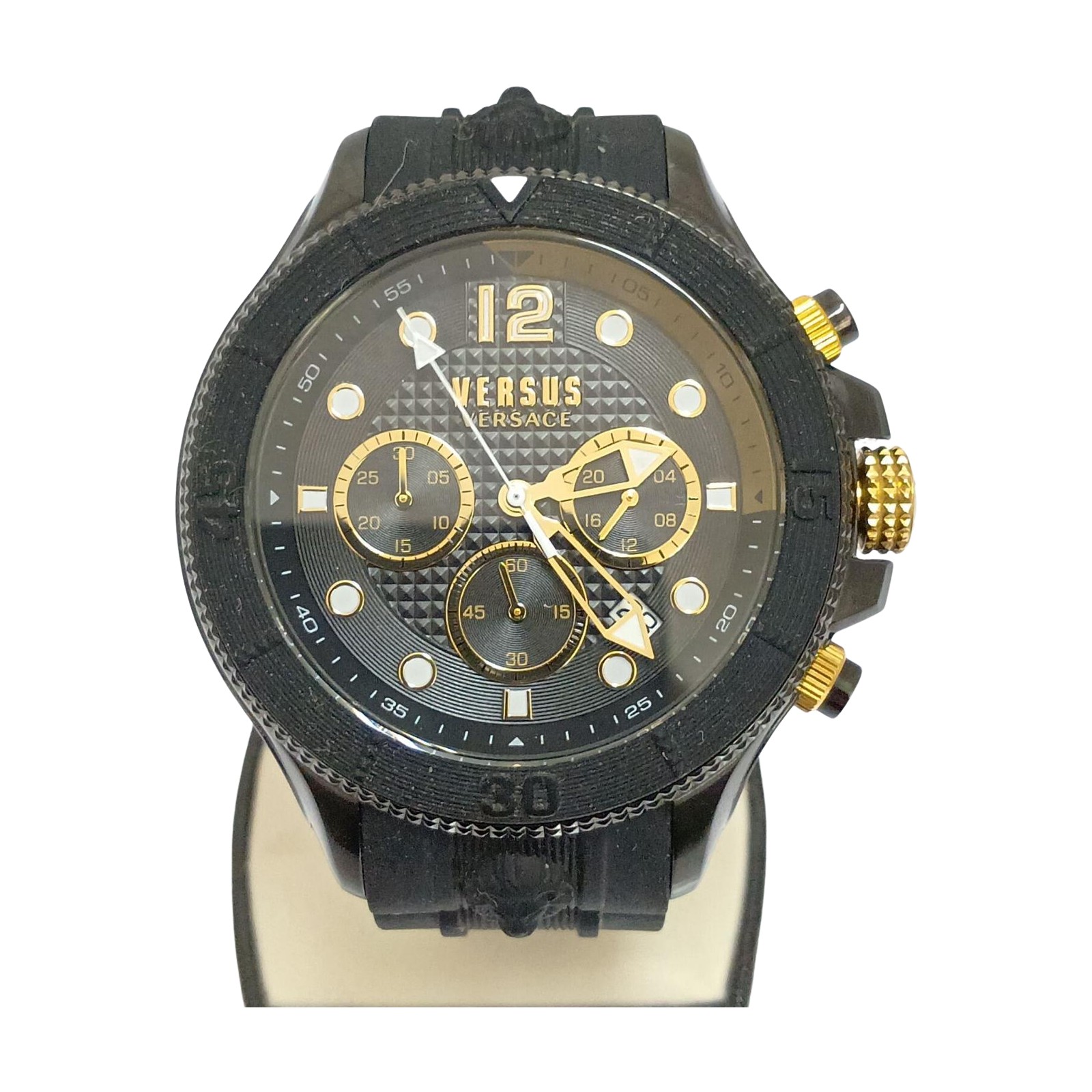【中古】VERSACE 呼びりん探し回る ウオッチ クロノグラフ 石英 VSPVV1421 黒いこと B序列付ける