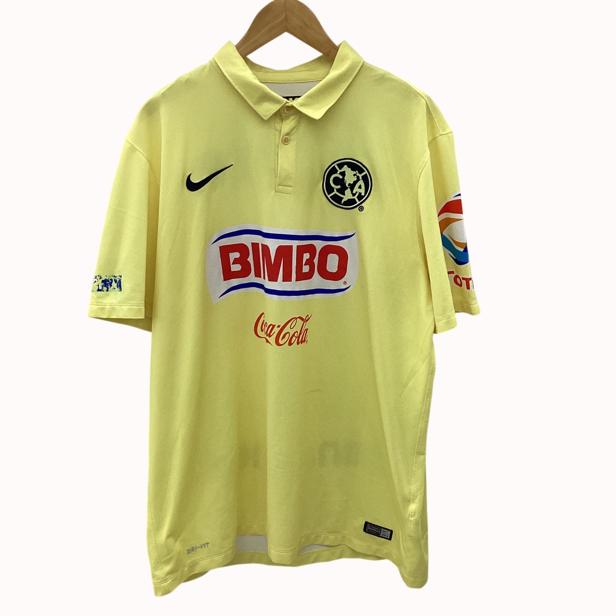 【中古】NIKE ナイキ 蹴球 Club America 2014-15時節制服 SIZE XL 黄色 B価値づける