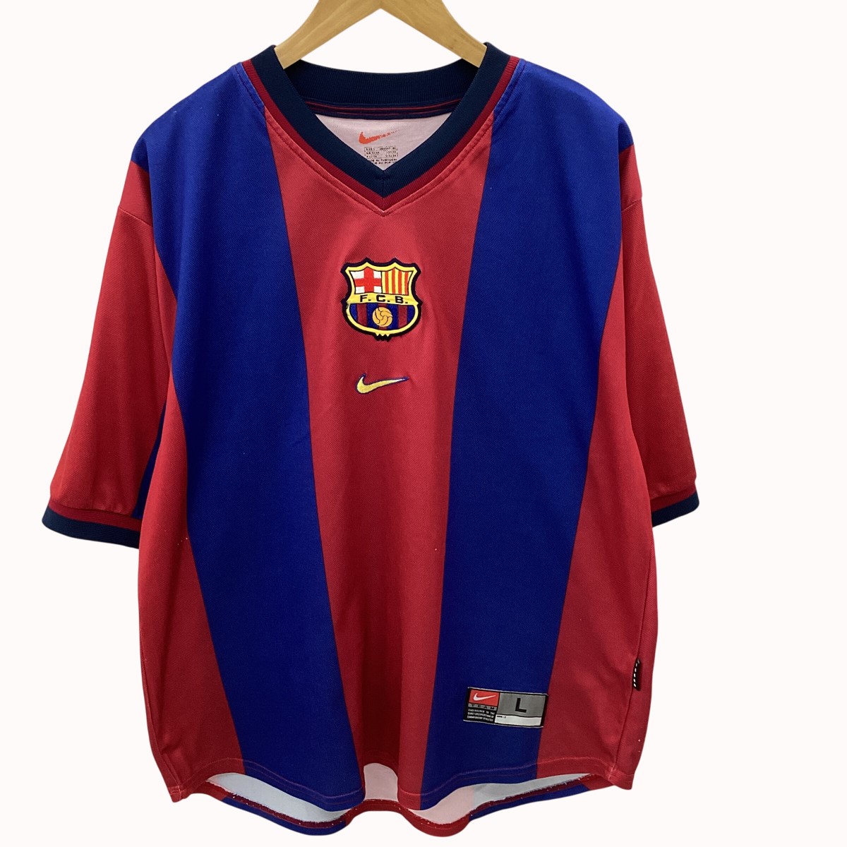 【中古】NIKE ナイキ 蹴球 90-00s バルセロナ制服 SIZE L 青碧×赤いこと C序列付ける