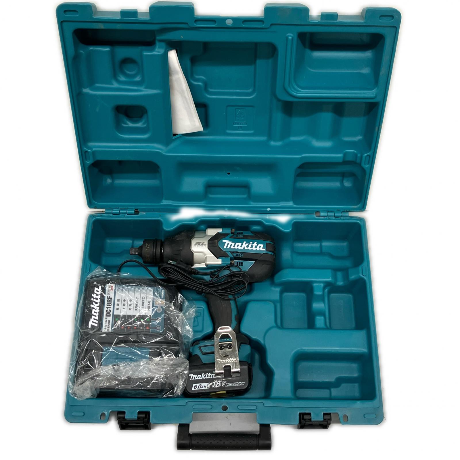 【中古】MAKITA マキタ 差しひびき鍵 申し受ける器・申し受ける池1個・入れもの付 コードレス式 18v TW1001D 青み B序列付ける