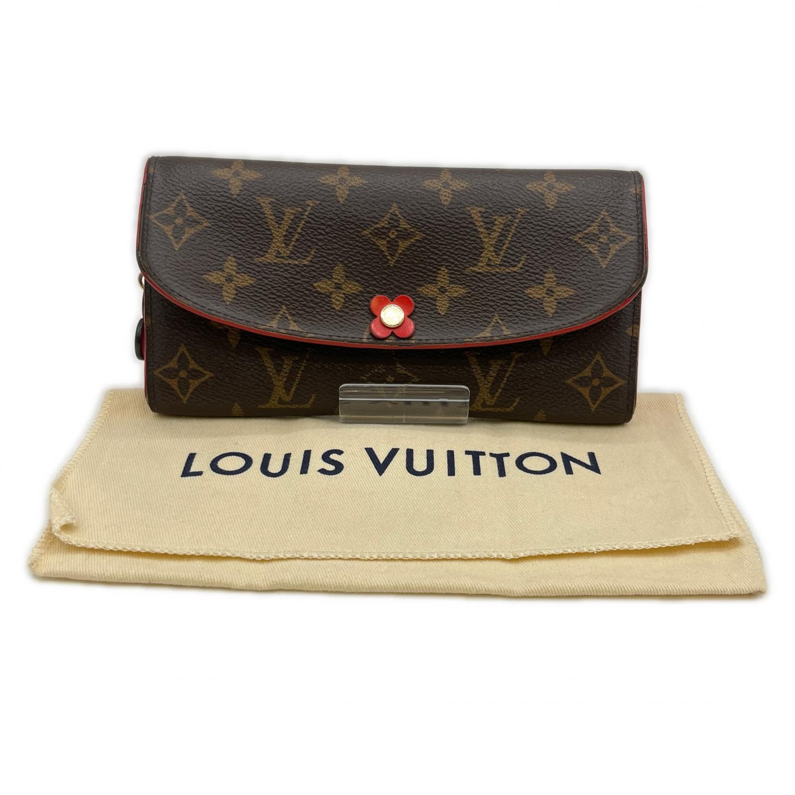 【中古】LOUIS VUITTON ルイヴィトン 長紙入れ モノグラム ポルトフォイユ・エミリー M62941 ポピーレッド B位置づける