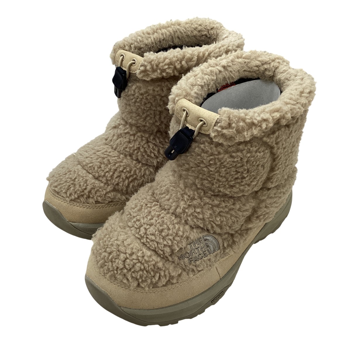 【中古】THE NORTH FACE ザノースフェイス  防滑 Nuptse Bootie Short Fleece NF52578 スノーブーツ SIZE 24糎 ベージュ×黄色 B価値づける