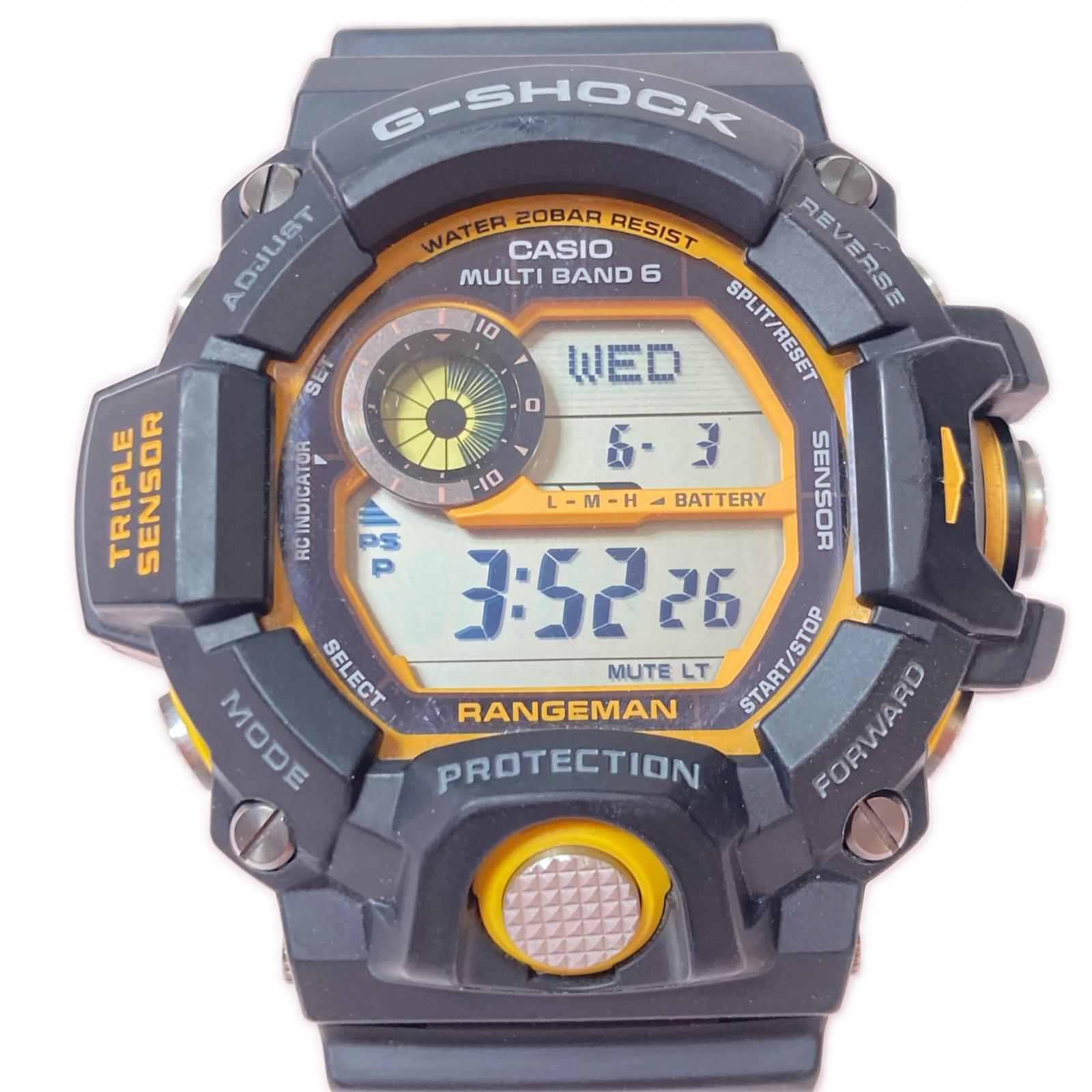 【中古】CASIO カシオ G-SHOCK G-ぼうぜん自失 お師匠さんオブG 領域マン 手ごわいソーラー メンズ ウオッチ 箱付 GW-9400YJ B位置づける