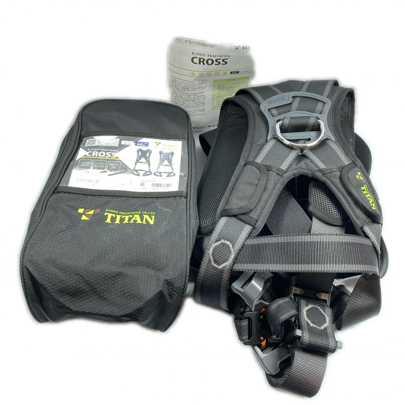 【中古】TITAN Ｌ大きさ フルハーネス墜ちる取り締まり用物の具 未当て嵌める品(1) CRH-9C 黒いこと S位置づける