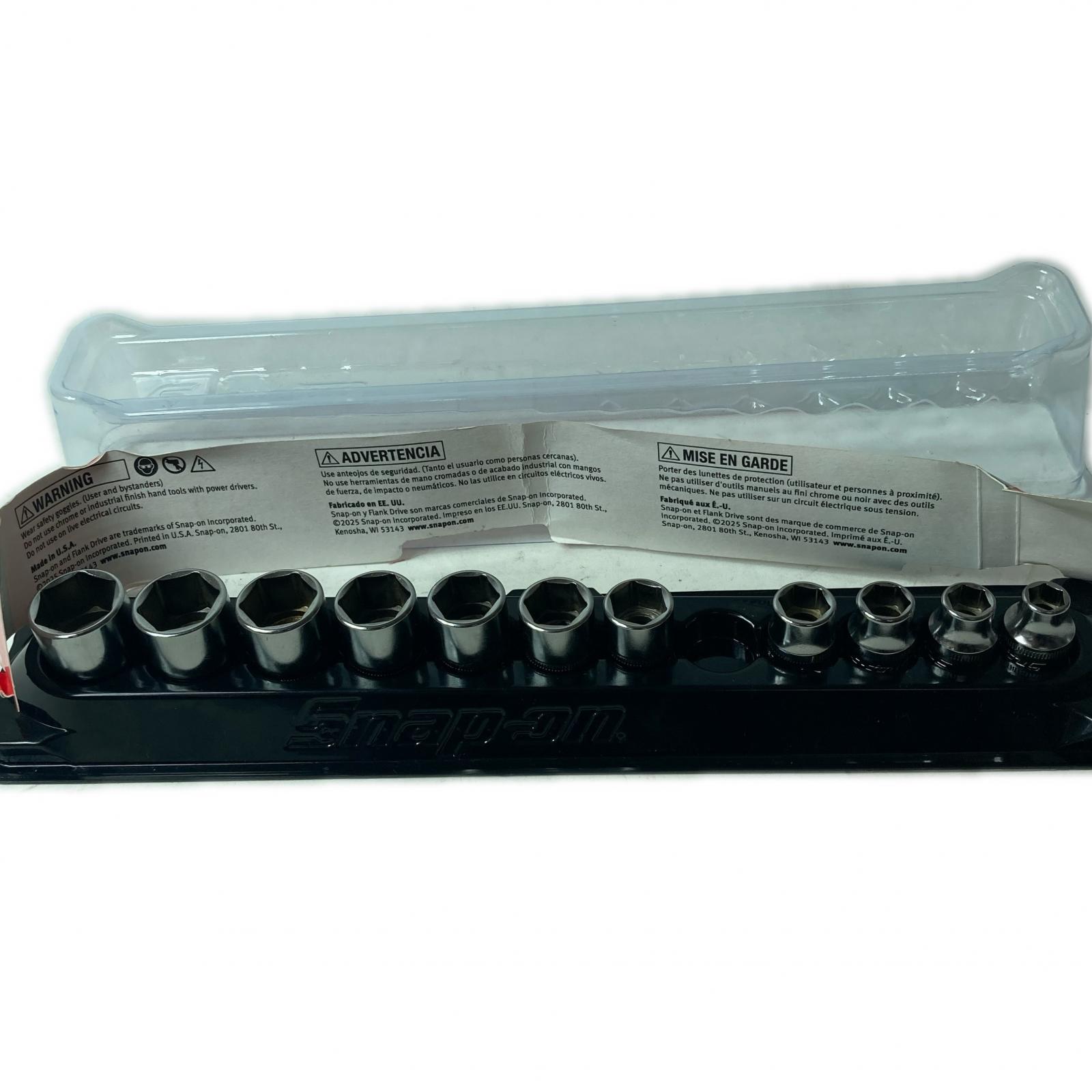 【中古】Snap-on スナップオン 3/8 6角 シャローソケット 仕掛ける  12pcs 212FSMY 点火装置薄墨色 8～19粍 11pcs 12粍欠品 B価値づける