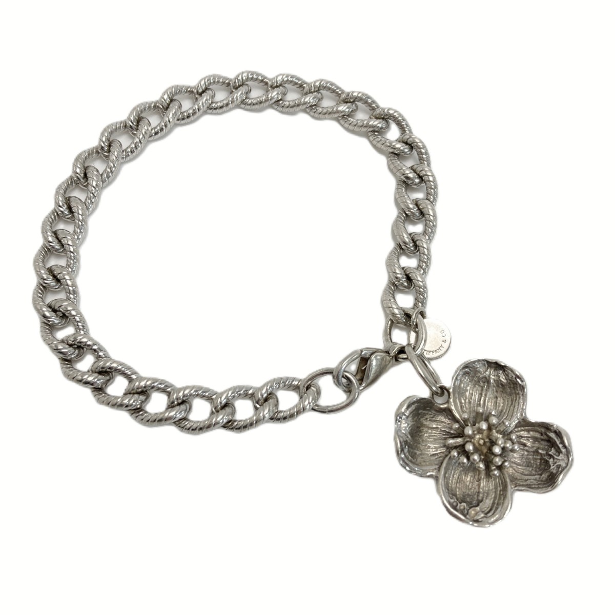 【中古】Tiffany & Co. ティファニー ツイストロープ フラワーチャーム ブレスレット シルバー SV925 ハナミズキ Bランク｜リサイクルビッグバン店