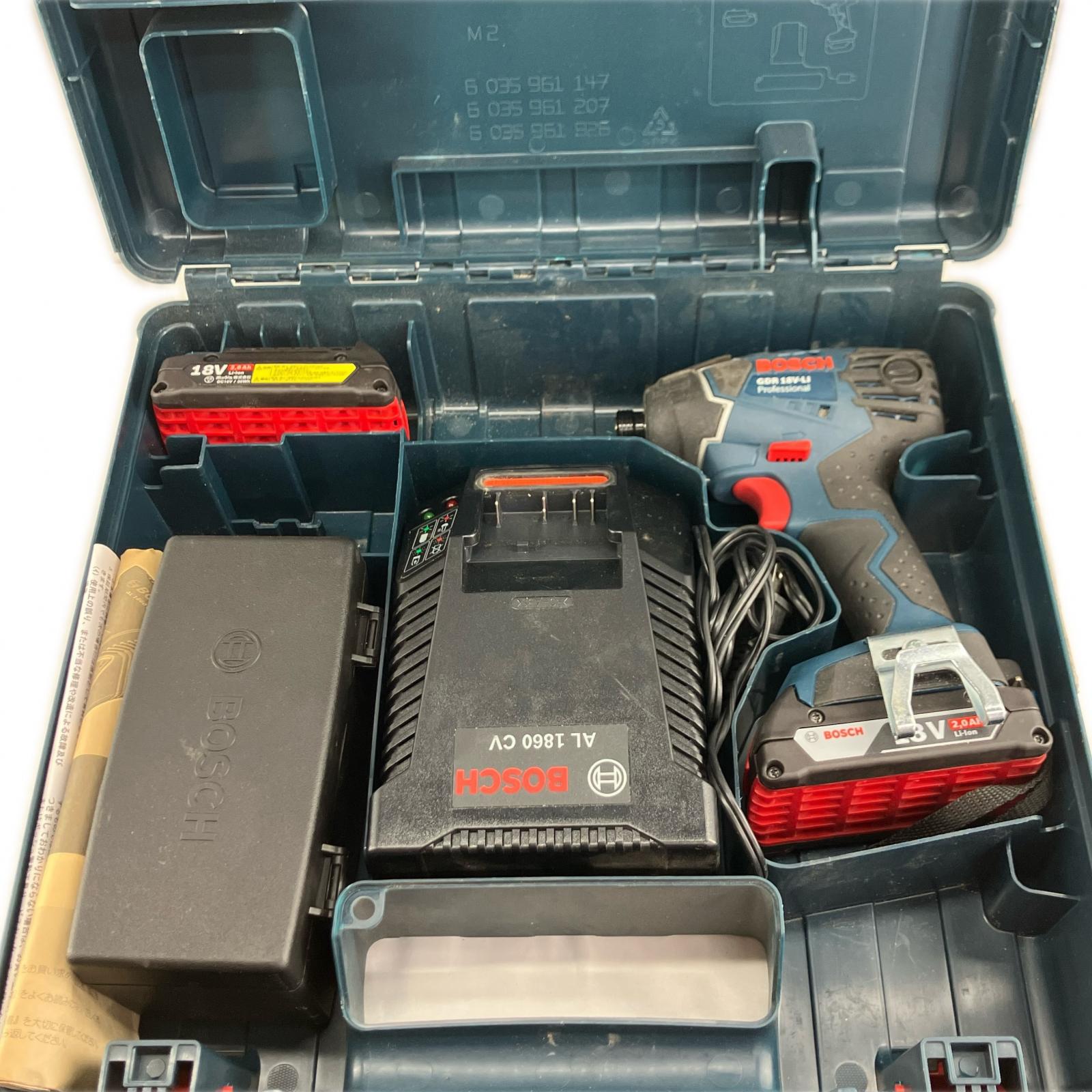 【中古】BOSCH ボッシュ 締め付け物の具 差しひびき鍵 BOSCH GDR18V-LI 申し受ける器・申し受ける池2個・容れもの付 709000012 GDR18V-LI C序列付ける