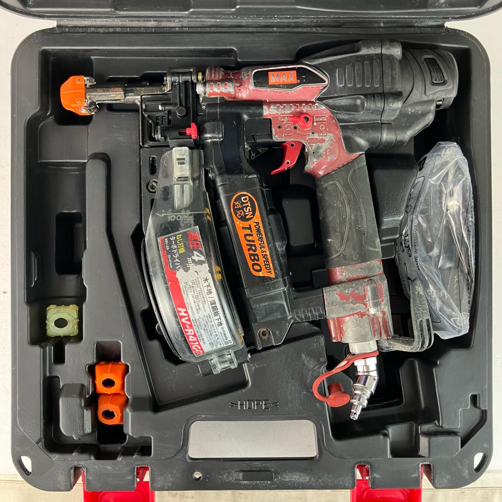 【中古】MAX マックス 41粍 高圧 ターボドライバ ねじ打機 容れもの付 HV-R41G4 黒いこと C序列付ける