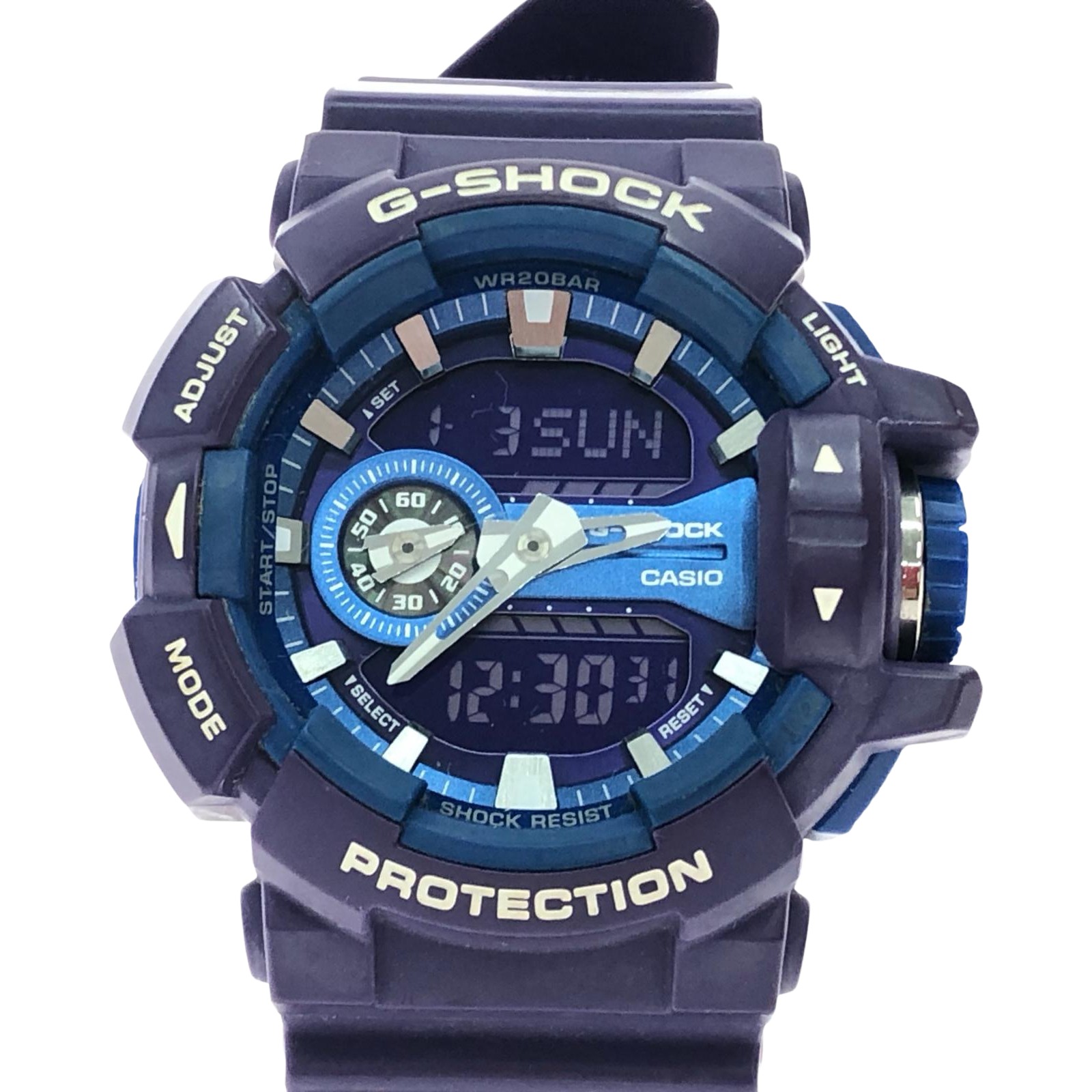 【中古】CASIO カシオ メンズウオッチ 石英 デジアナウォッチ G-SHOCK ビッグ人間の顔  GA-400A パープル B序列付ける