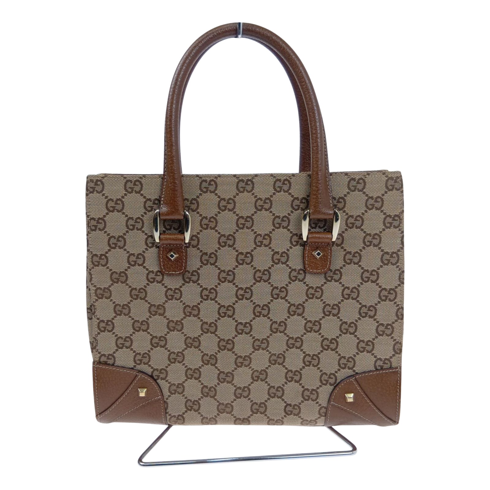 【中古】GUCCI グッチ ハンドバッグ　GGキャンバス&times;レザー 120895 ベージュ Bランク｜リサイクルビッグバン店